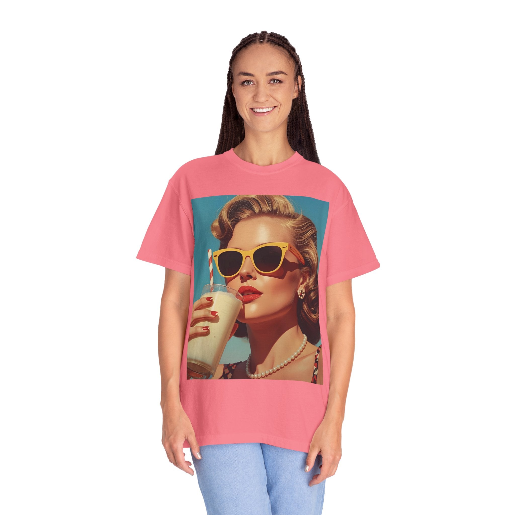 Retro Pop Art Summer Vibe T-shirt | Unisex Garment-Dyed Tee, Vintage Style Shirt, Trendy Summer Wear, Perfect Gift for Her, Casual Everyday Top
