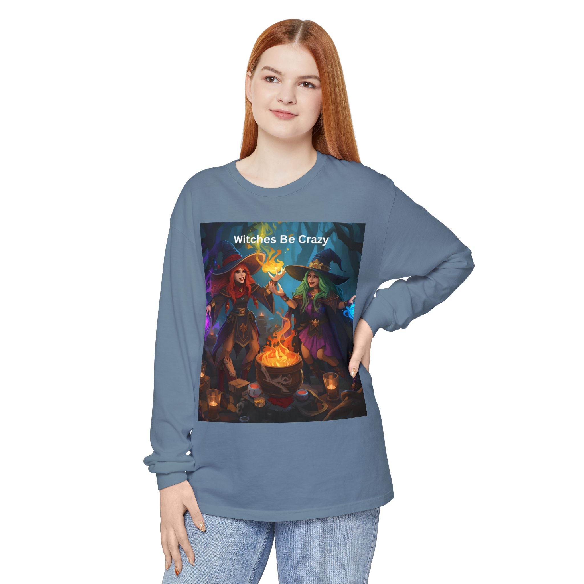 Spooky Halloween Witches Be Crazy Long Sleeve T-Shirt, Halloween Top, Witchy Apparel, Unisex Shirt, Spooky Gift, Casual Wear
