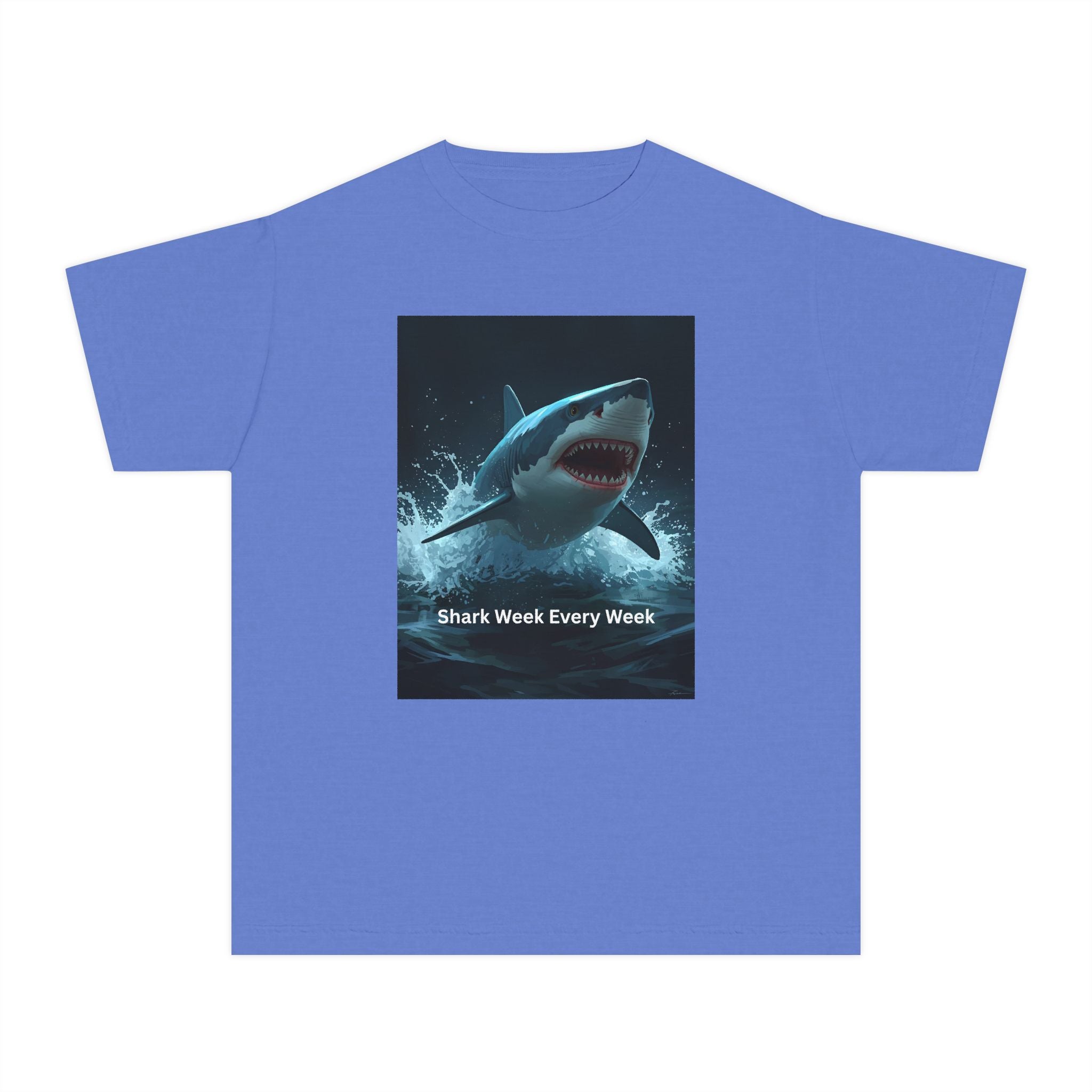 Shark Week Youth Tee, Fun Shark Graphic Shirt, Kids Summer Apparel, Ocean Lover Gift, Beach Party Clothing
