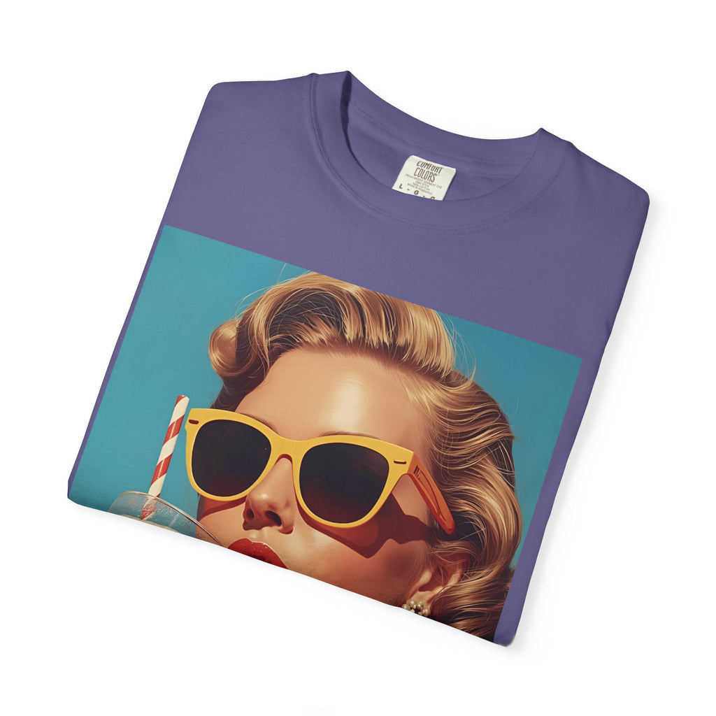 Retro Pop Art Summer Vibe T-shirt | Unisex Garment-Dyed Tee, Vintage Style Shirt, Trendy Summer Wear, Perfect Gift for Her, Casual Everyday Top