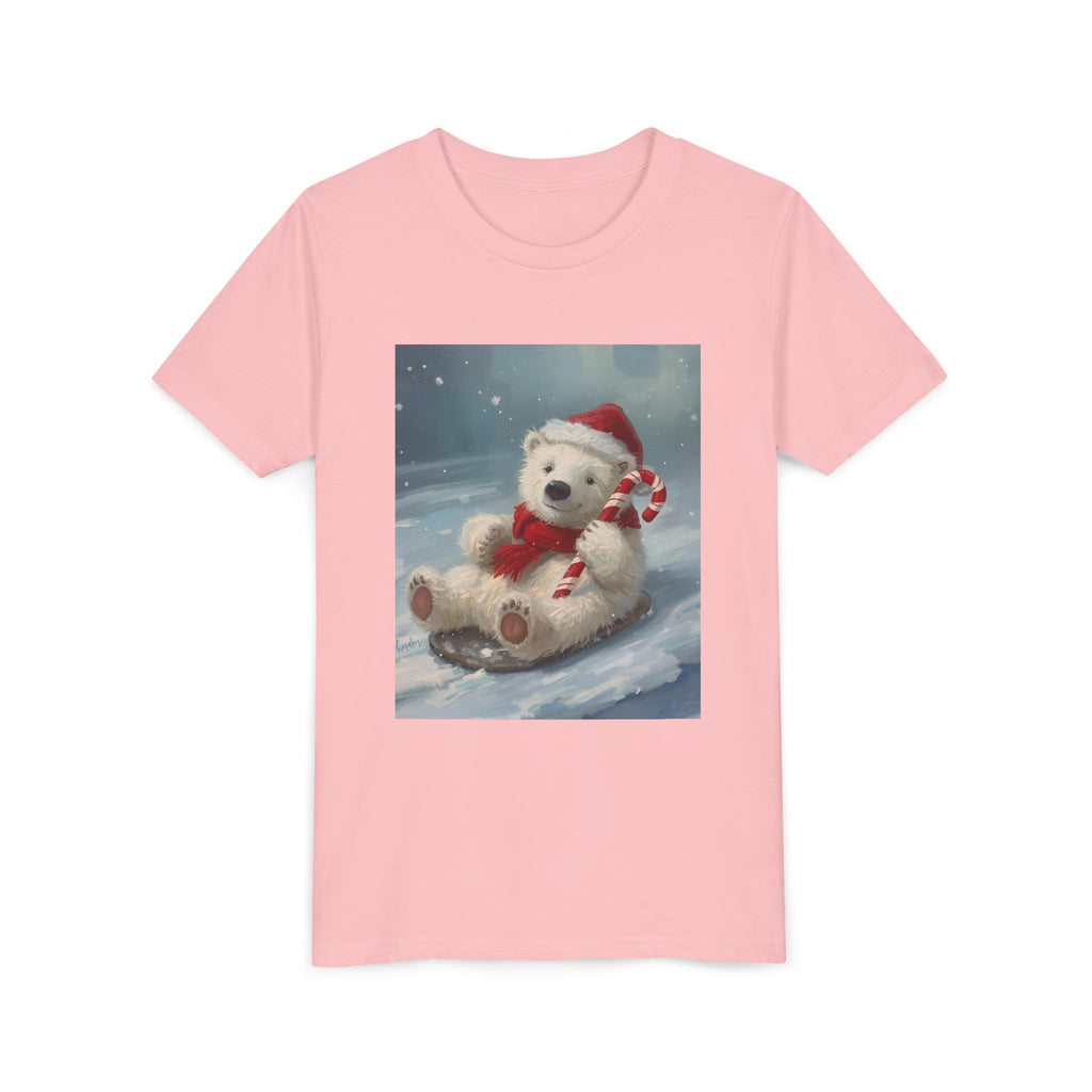 Cute Christmas Bear Youth Short Sleeve Tee