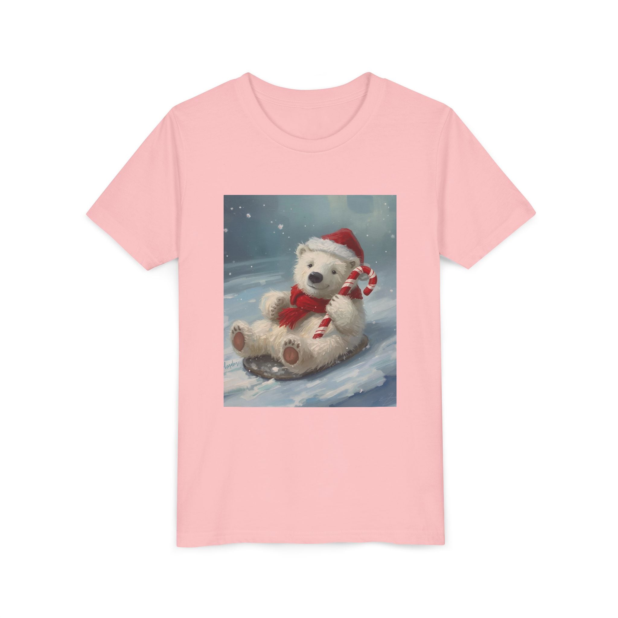 Cute Christmas Bear Youth Short Sleeve Tee
