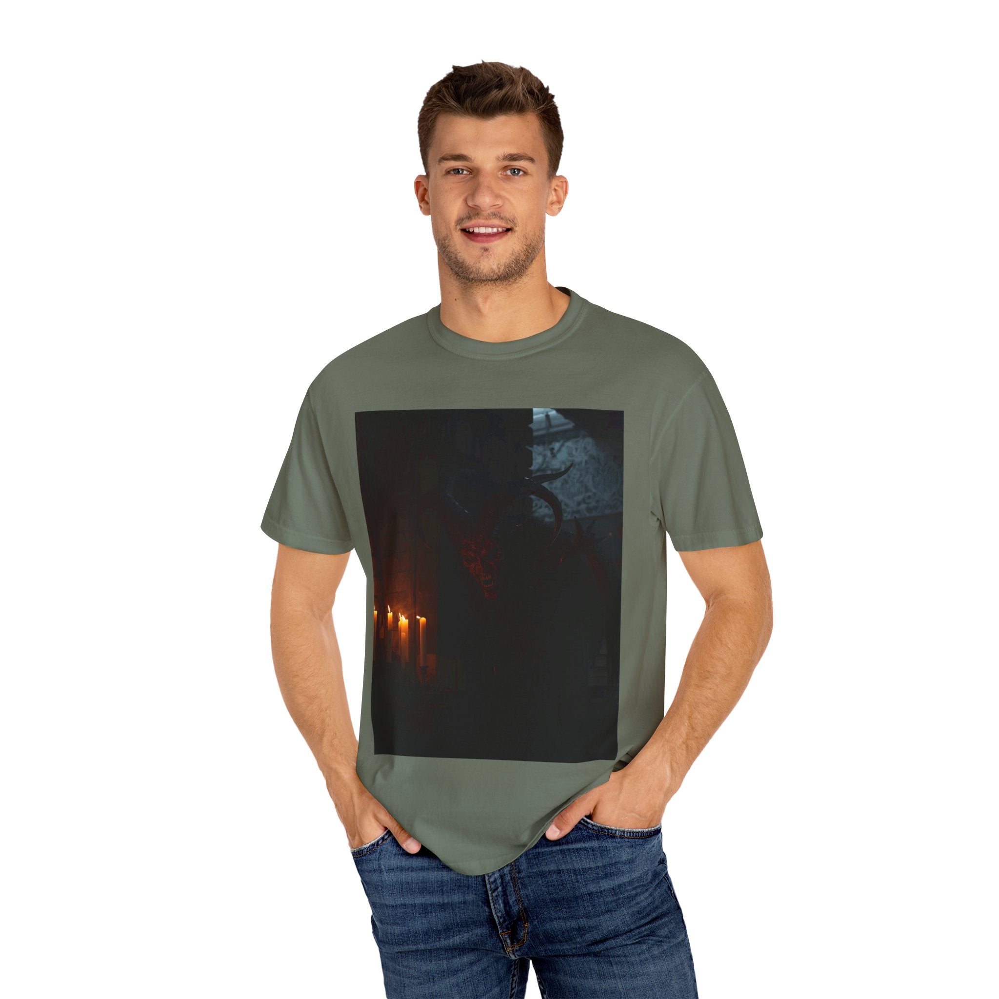 Spooky Halloween Pumpkin Shadow Unisex Garment-Dyed T-shirt