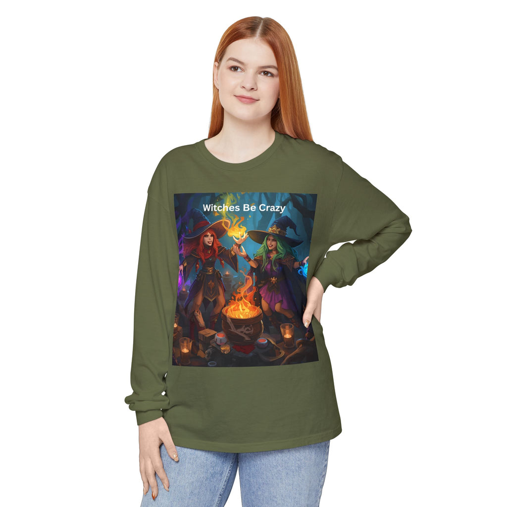 Spooky Halloween Witches Be Crazy Long Sleeve T-Shirt, Halloween Top, Witchy Apparel, Unisex Shirt, Spooky Gift, Casual Wear