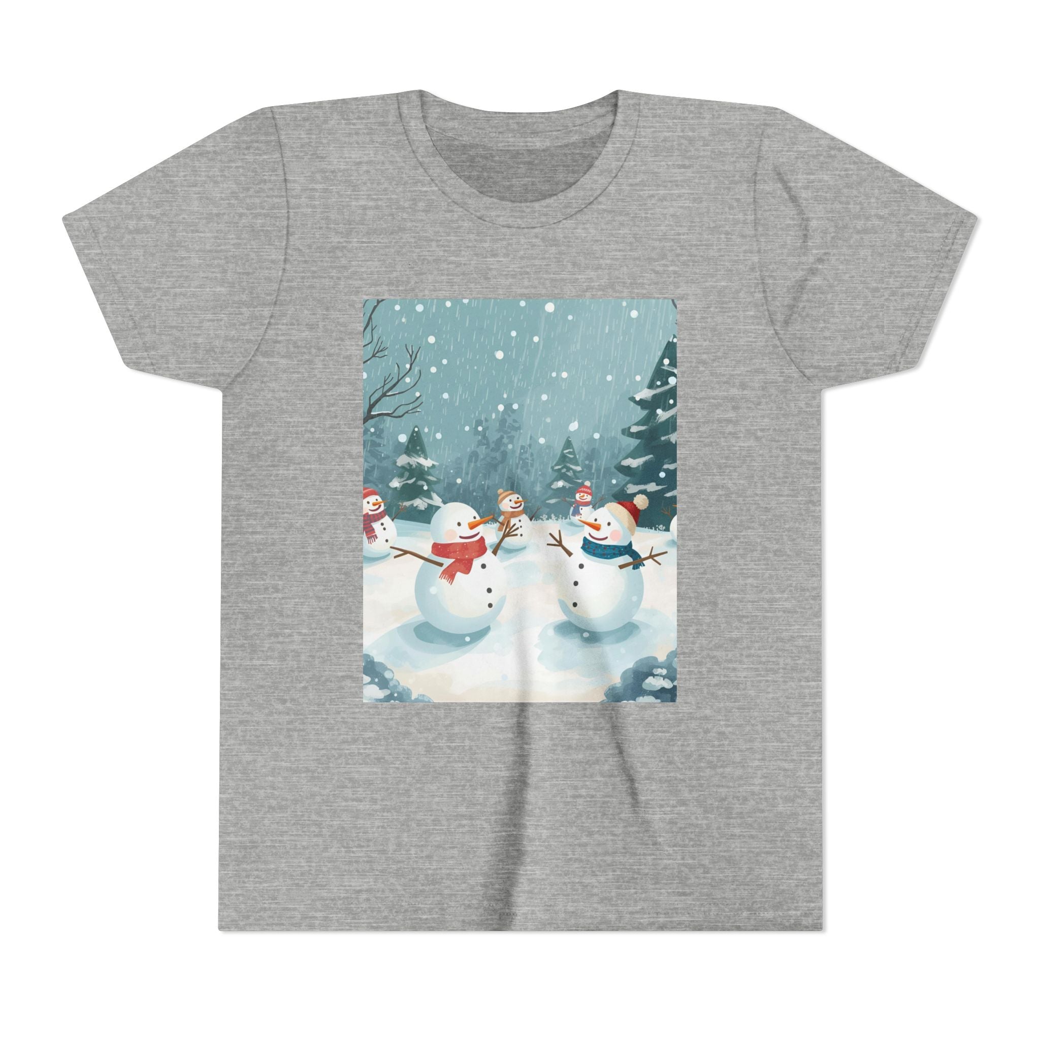Festive Christmas Snowman Youth Short Sleeve Tee