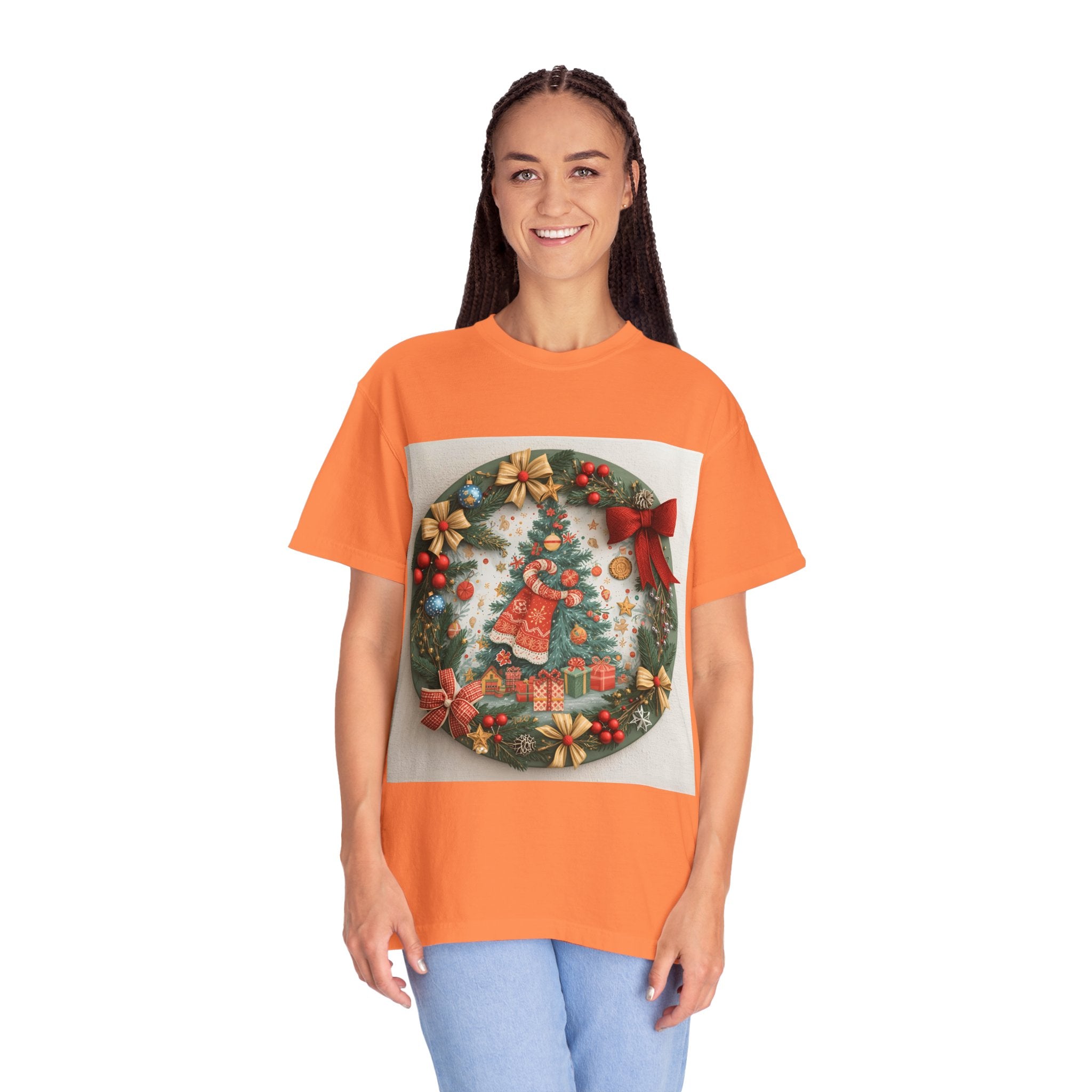 Christmas Wreath Festive Christmas T-shirt, Unisex Holiday Tee, Cheerful Xmas Apparel, Perfect Gift, Winter Celebration Wear, Christmas Spirit Shirt