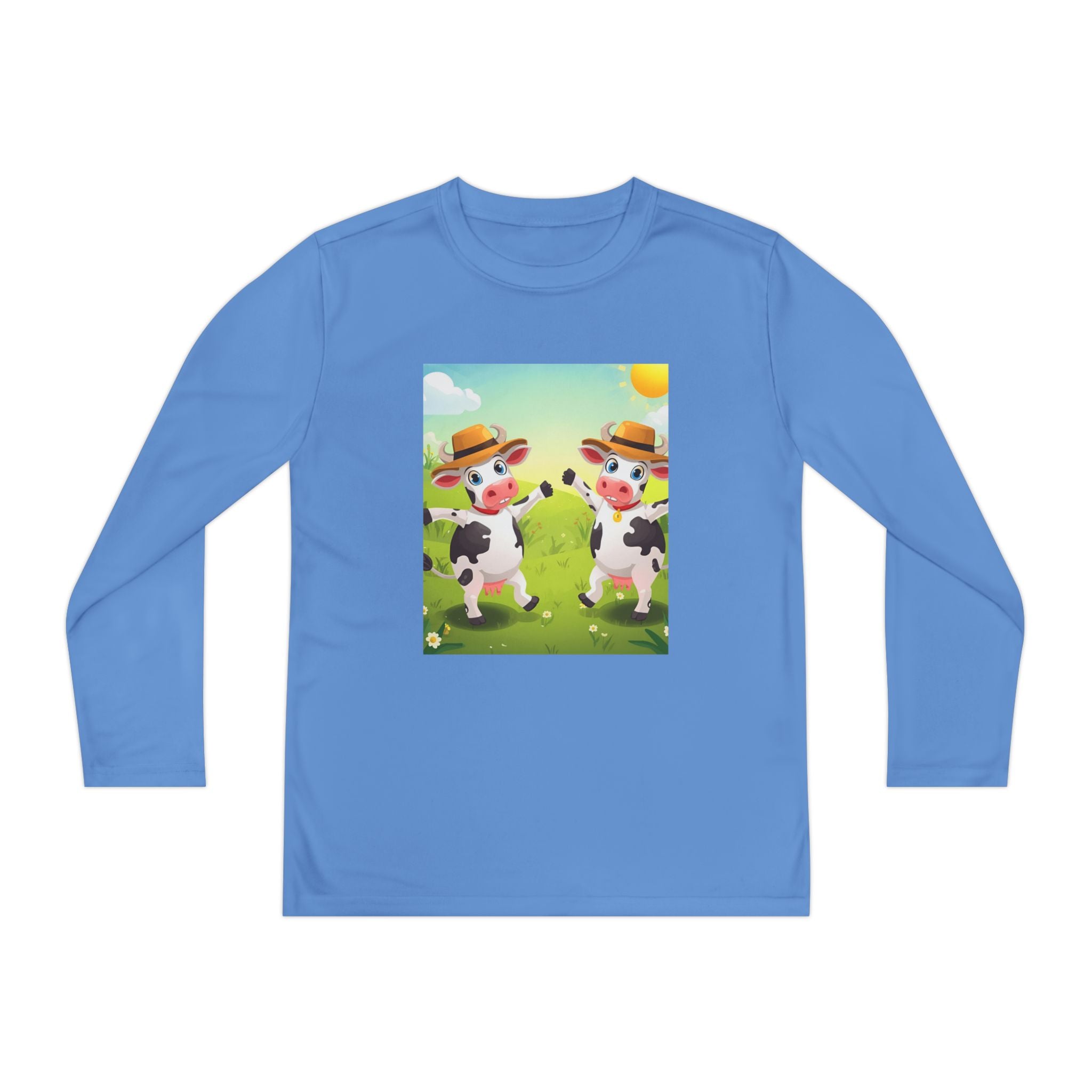 Cute Cows Farm Fun Youth Long Sleeve Competitor Tee
