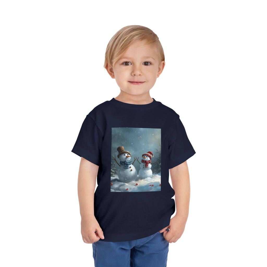 Toddler Christmas Snowman Winter Theme Tee, Cute Snowman Graphic Tee, Kids Short Sleeve Shirt, Holiday Outfit, Christmas Gift
