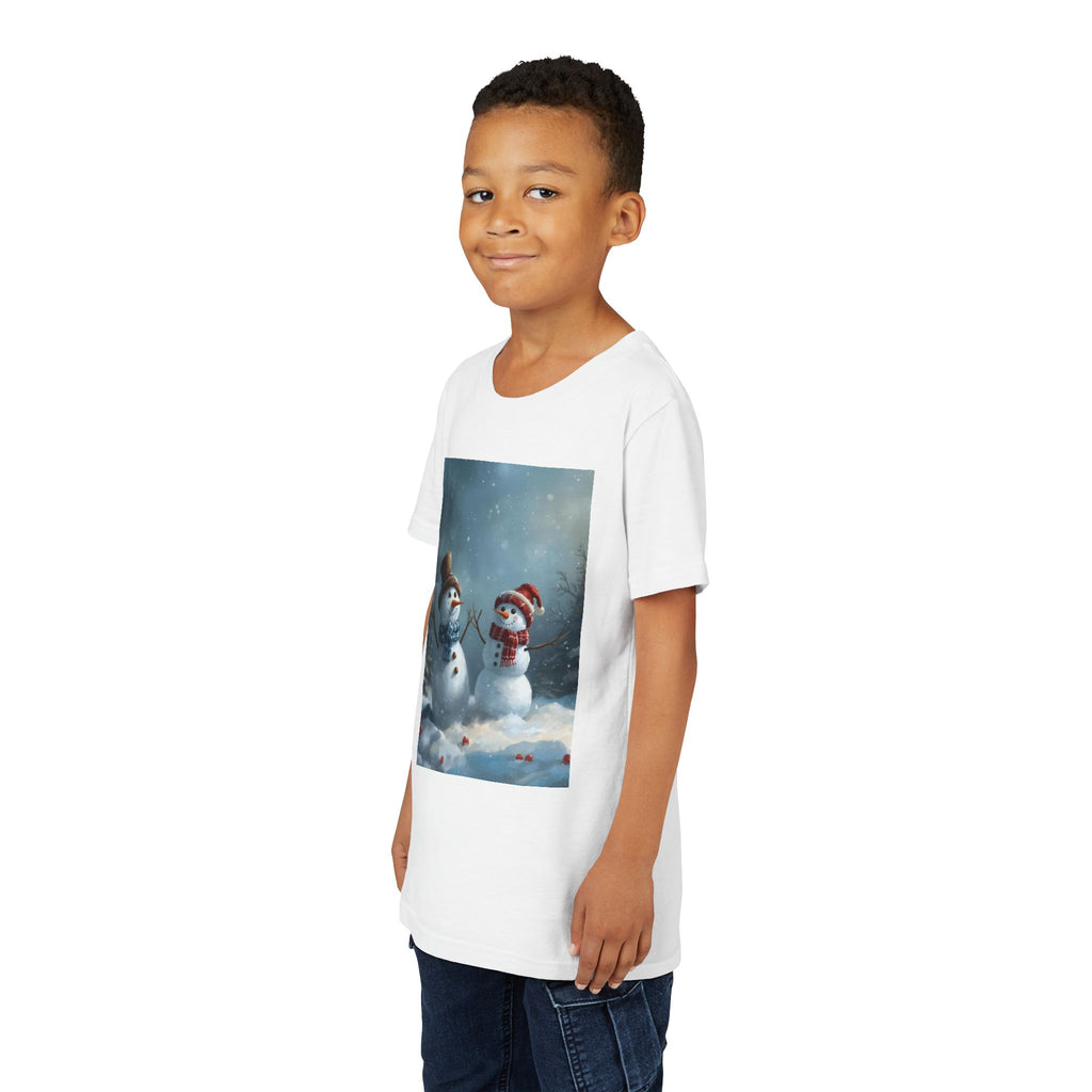 Youth Christmas Snowman Tee, Winter T-Shirt, Christmas Gift, Holiday Apparel, Kids Winter Wear, Cute Snowman Design