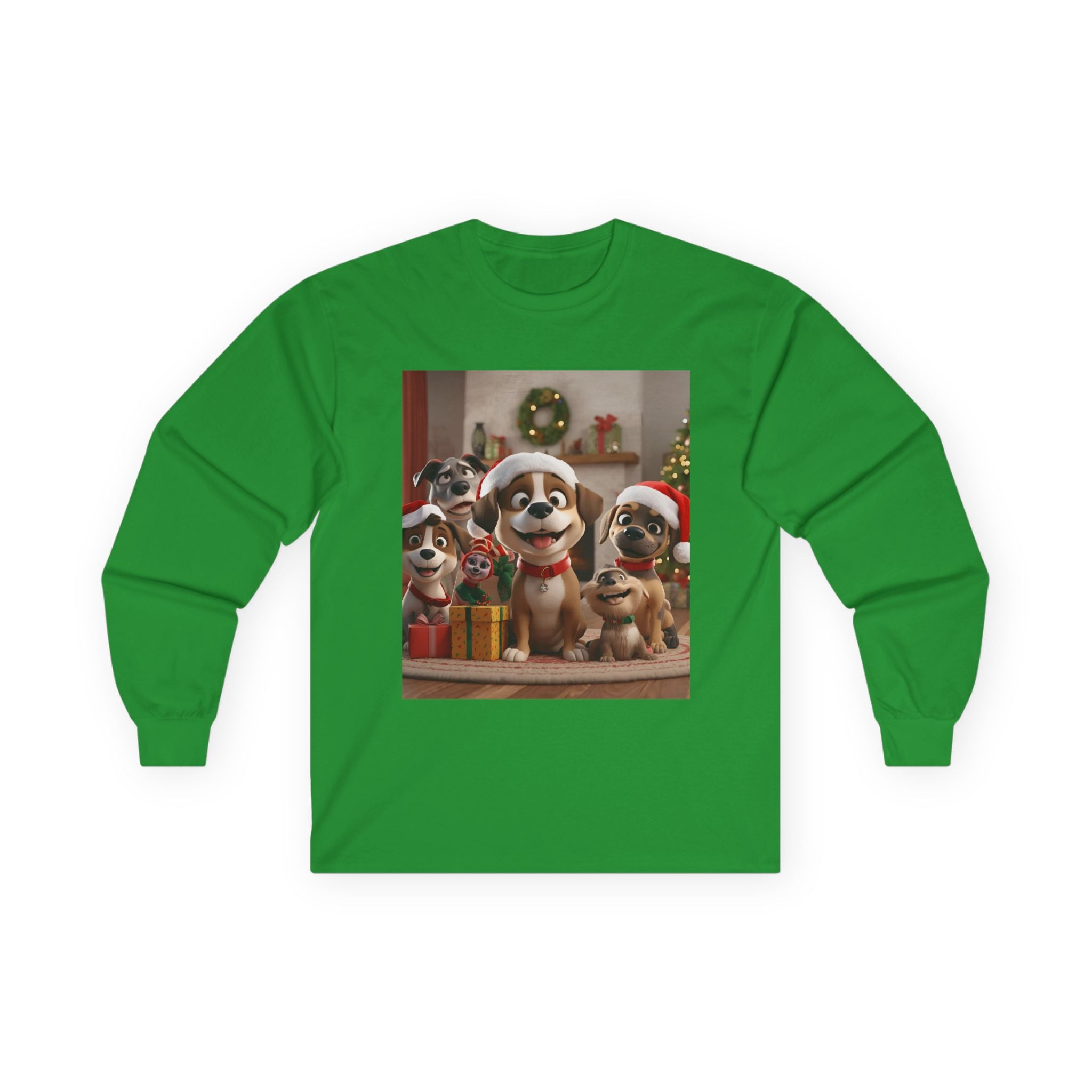 Cute Dog Christmas Long Sleeve Tee, Holiday Gift for Dog Lovers, Cozy Pet Apparel, Winter Wear, Fun Xmas T-shirt