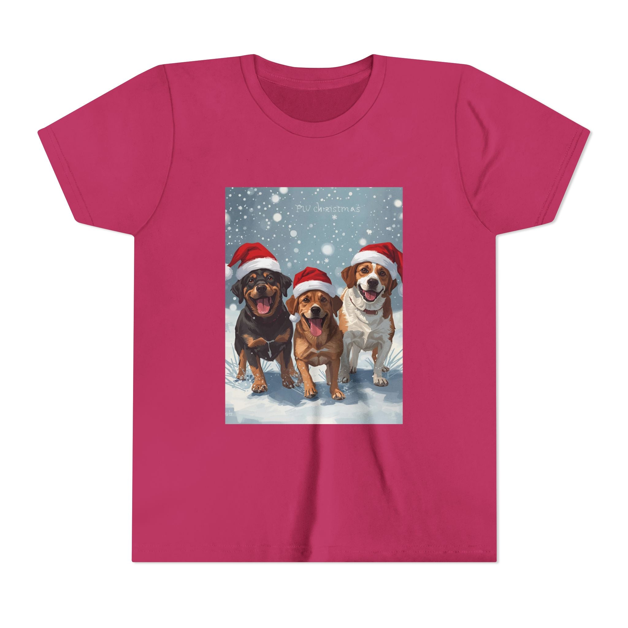 Cute Christmas Dogs Youth Short Sleeve Tee