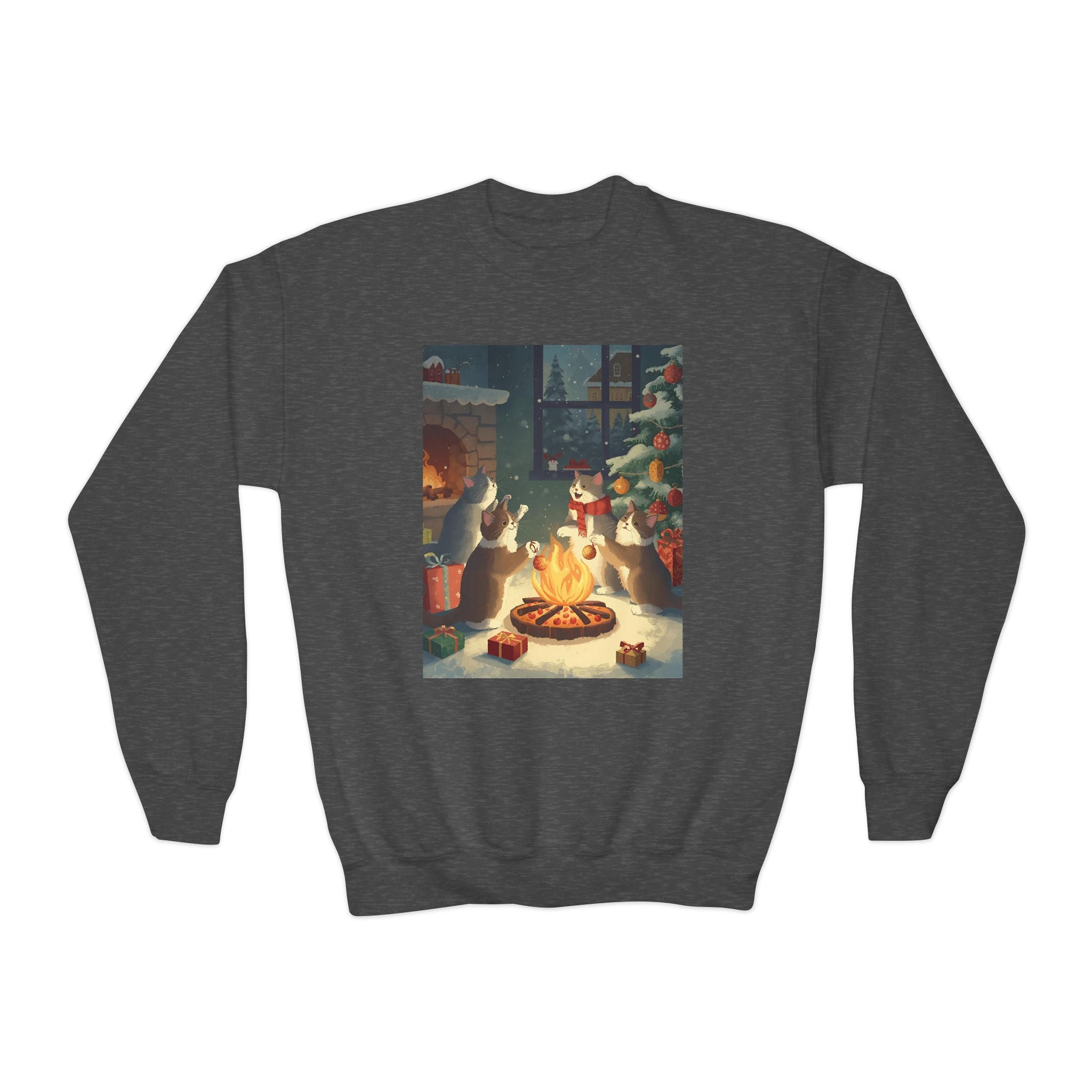 Cute Cats Christmas Youth Crewneck Sweatshirt