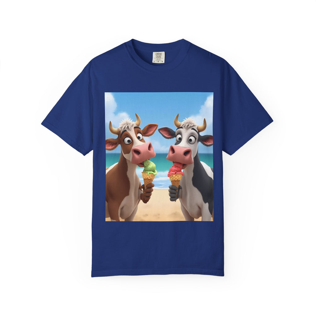 Beachy Cow Unisex Garment-Dyed T-shirt