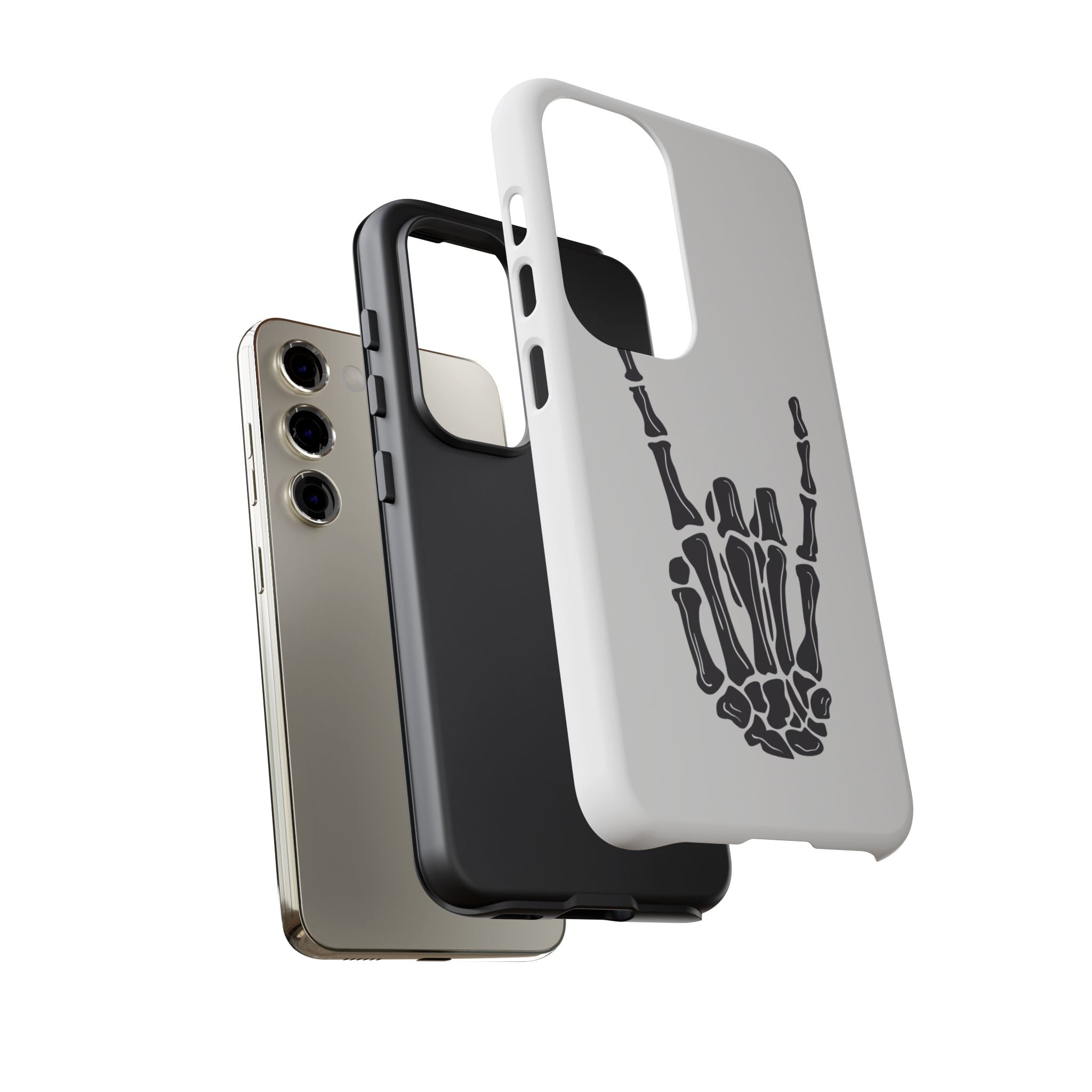 Rock On Skeleton Phone Case, Edgy Phone Cover, Tough Cases for Music Lovers, Halloween Accessories, Gifts for Him