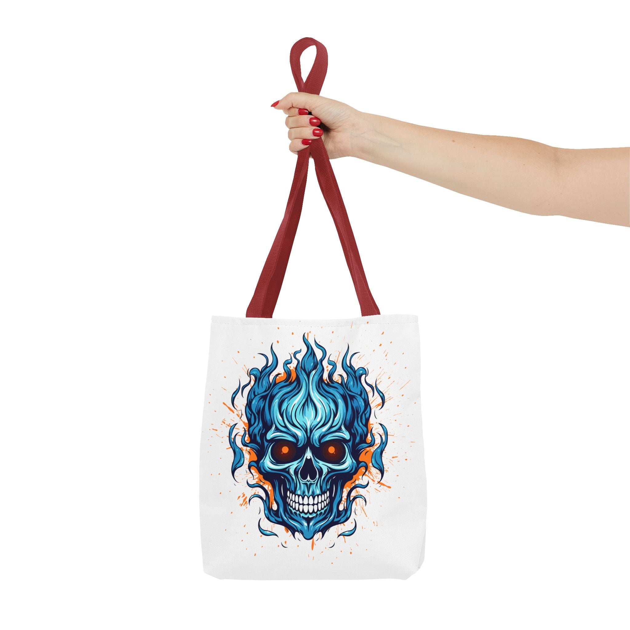 Skull Flame Tote Bag: Edgy Canvas Bag for Cosplay, Festivals, Shopping, Halloween, and Gift Purposes
