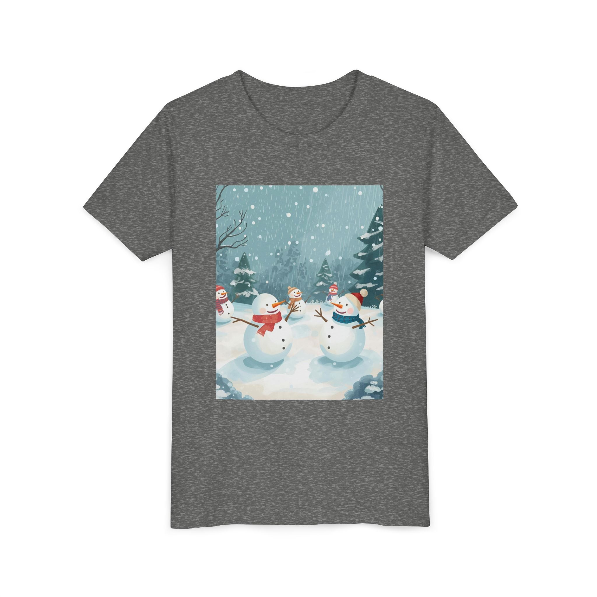 Festive Christmas Snowman Youth Short Sleeve Tee