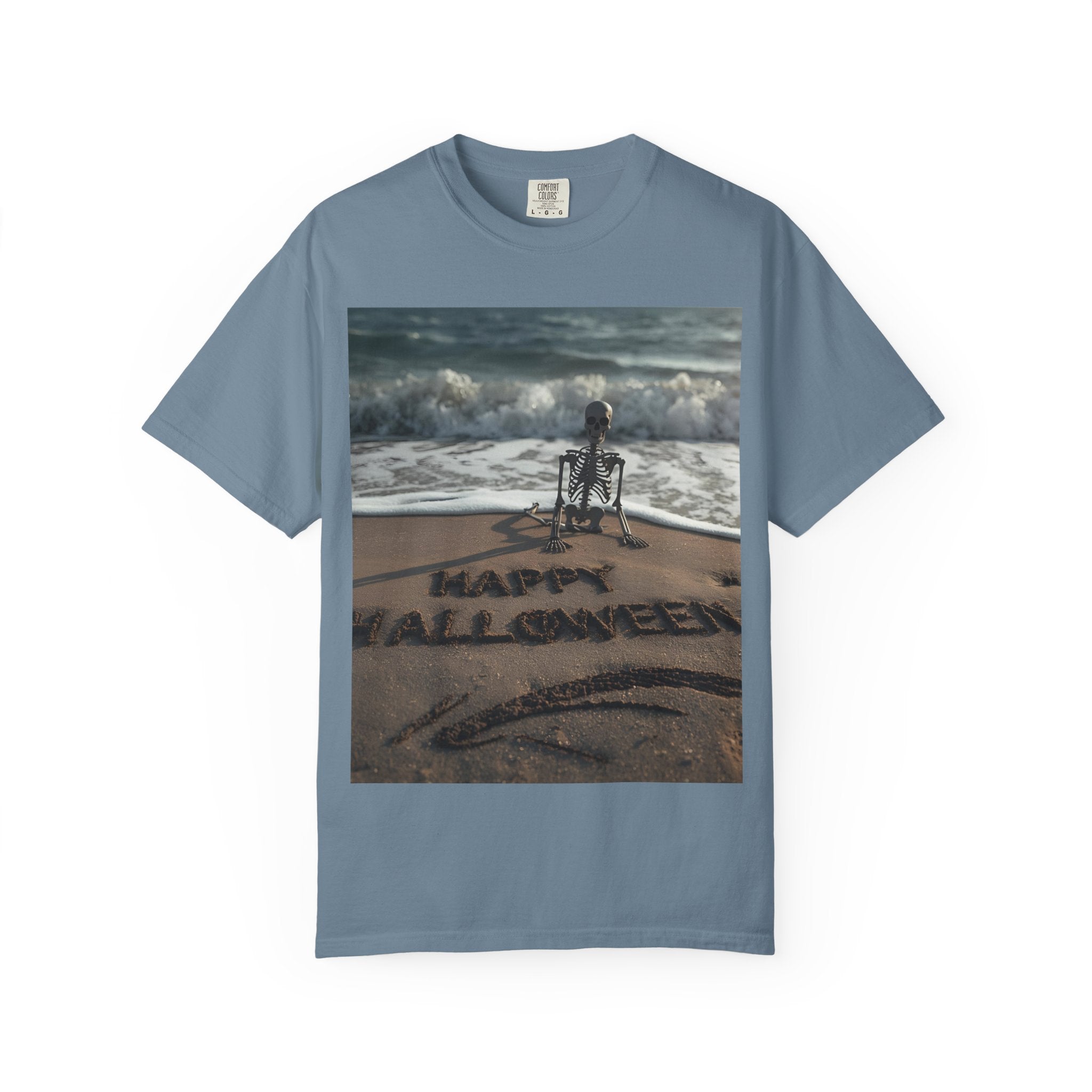 Halloween Beach Skeleton Vibes Unisex T-Shirt, Spooky Summer Tee, Fun Halloween Shirt, Beachwear, Casual Halloween Outfit