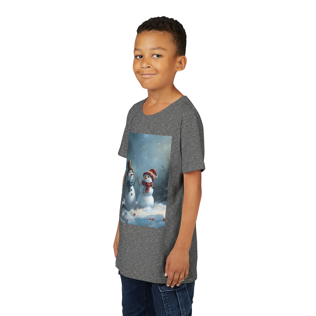 Youth Christmas Snowman Tee, Winter T-Shirt, Christmas Gift, Holiday Apparel, Kids Winter Wear, Cute Snowman Design