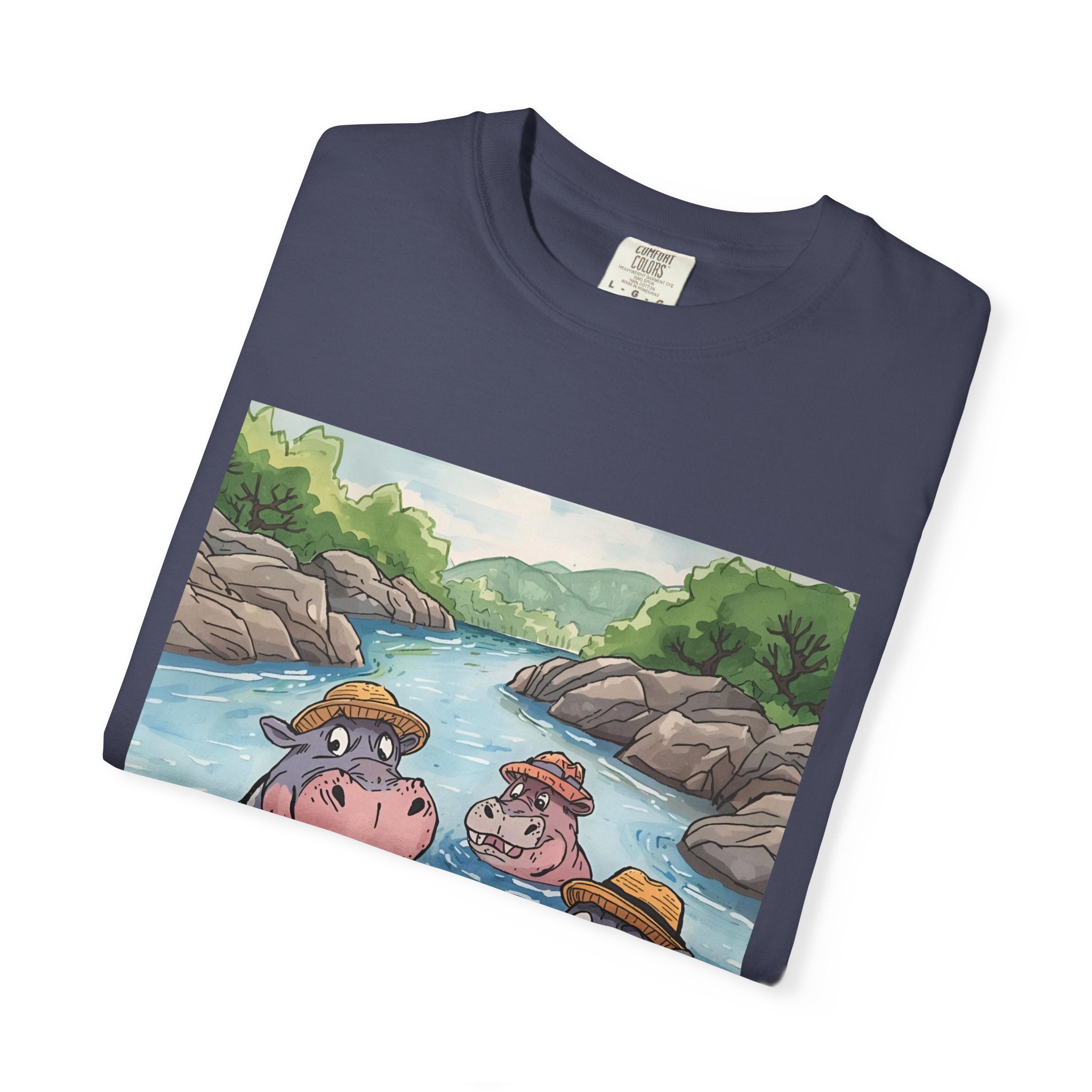 Hippo Adventure Unisex T-Shirt, Cute Animal Tee, Gift for Nature Lovers, Casual Wear, Birthday and Summer Vibe