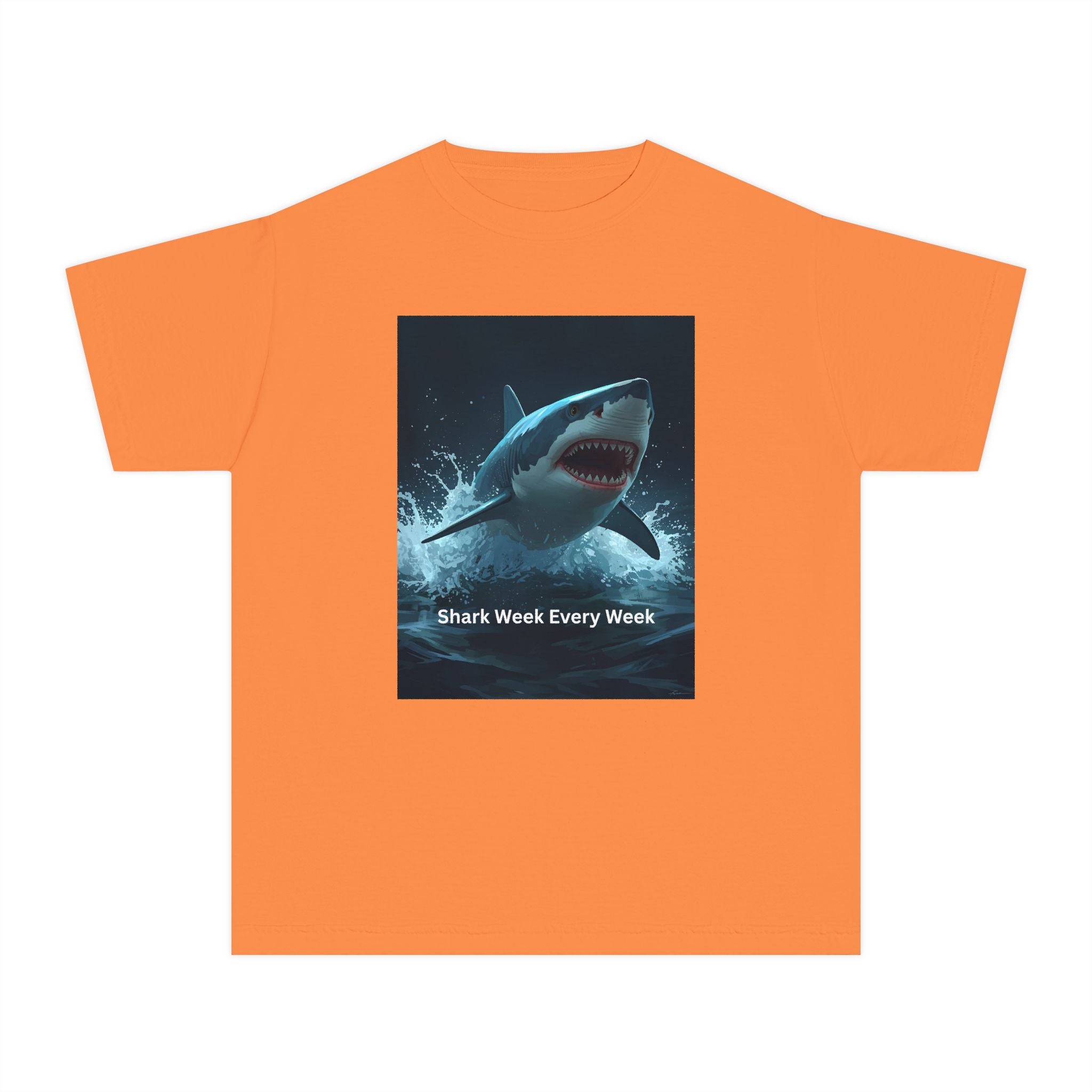 Shark Week Youth Tee, Fun Shark Graphic Shirt, Kids Summer Apparel, Ocean Lover Gift, Beach Party Clothing