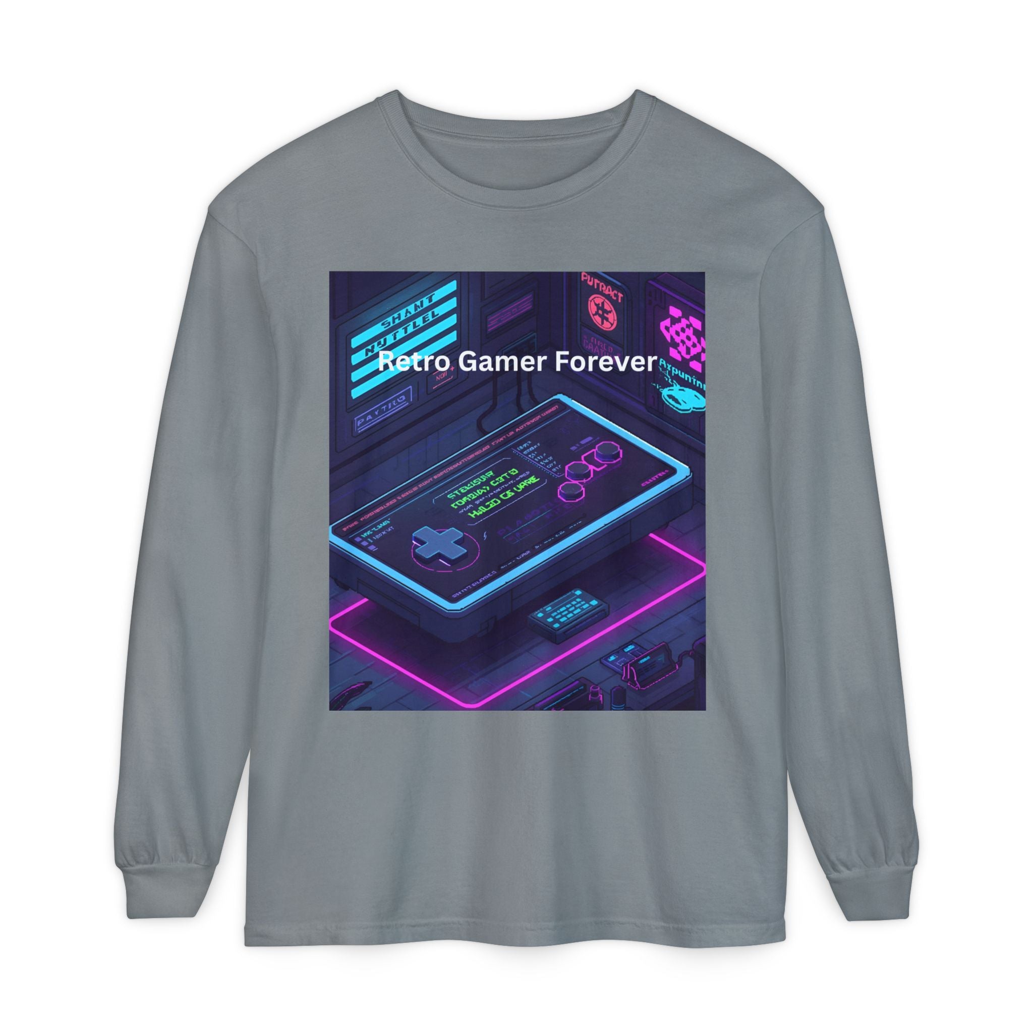 Retro Game Controller Unisex Garment-dyed Long Sleeve T-Shirt