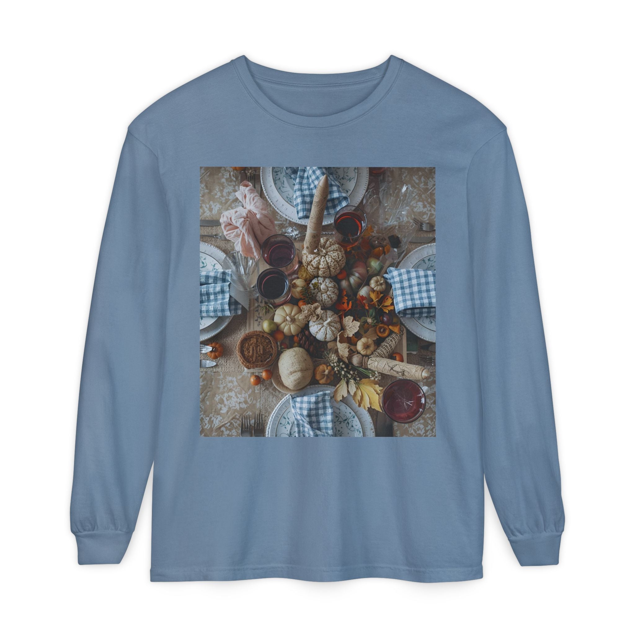 Rustic Gatherings Festive Long Sleeve T-Shirt for Gatherings, Casual Wear, Thanksgiving Shirt, Cozy Gift, Holiday Celebration Tee