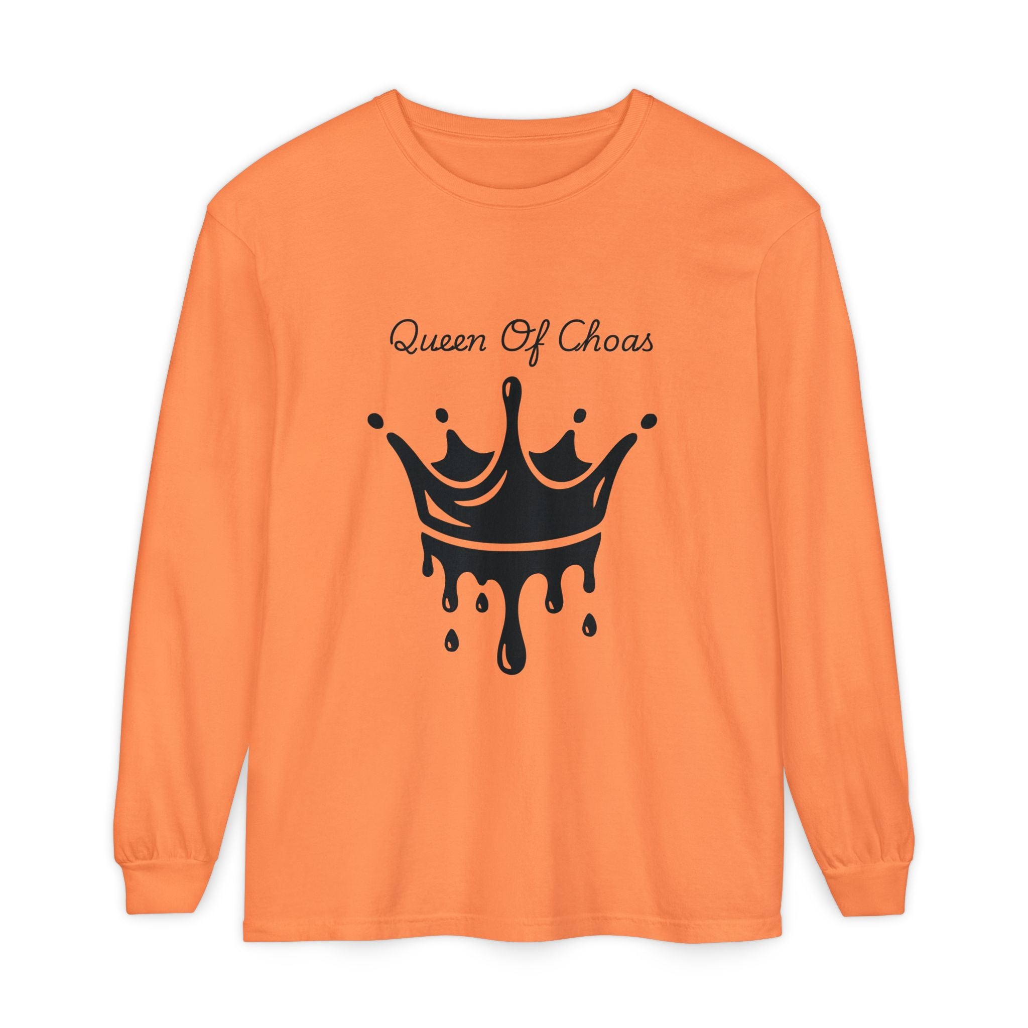 Queen of Chaos Long Sleeve T-Shirt - Stylish Unisex Apparel for Creative Souls, Casual Wear, Gift for Her, Birthday, Everyday Style