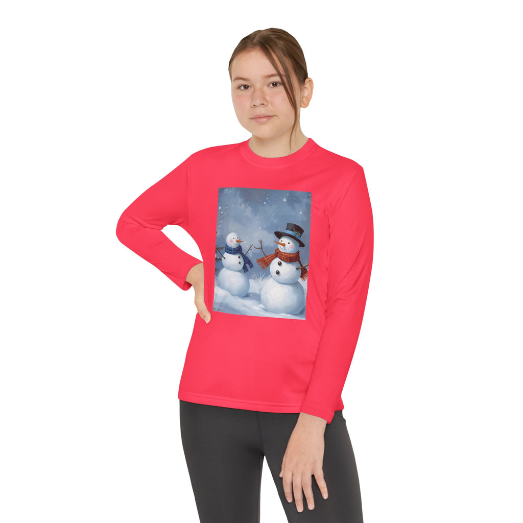Christmas Snowman Family Youth Long Sleeve Competitor Tee