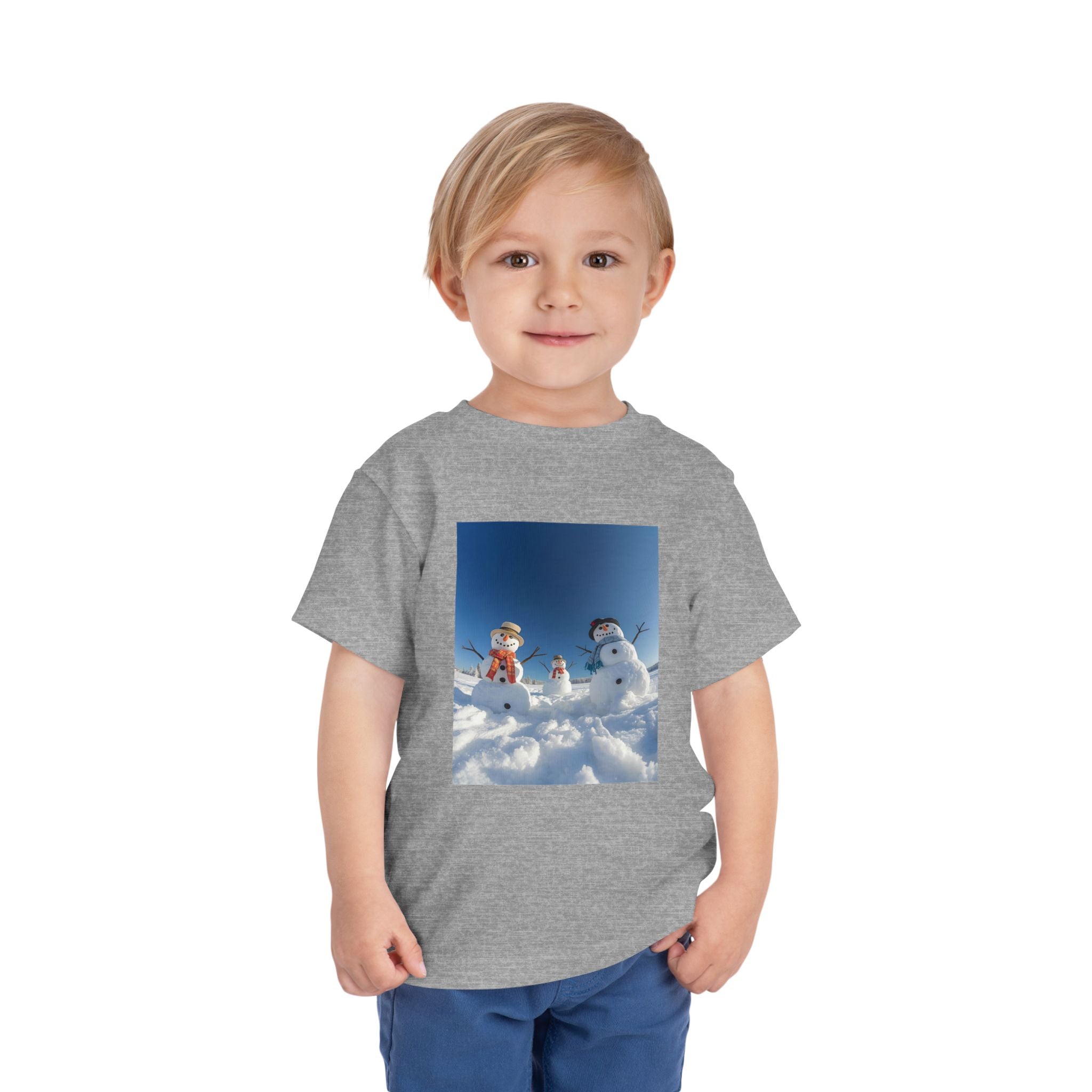 Festive Christmas Snowman Family Toddler Short Sleeve Tee