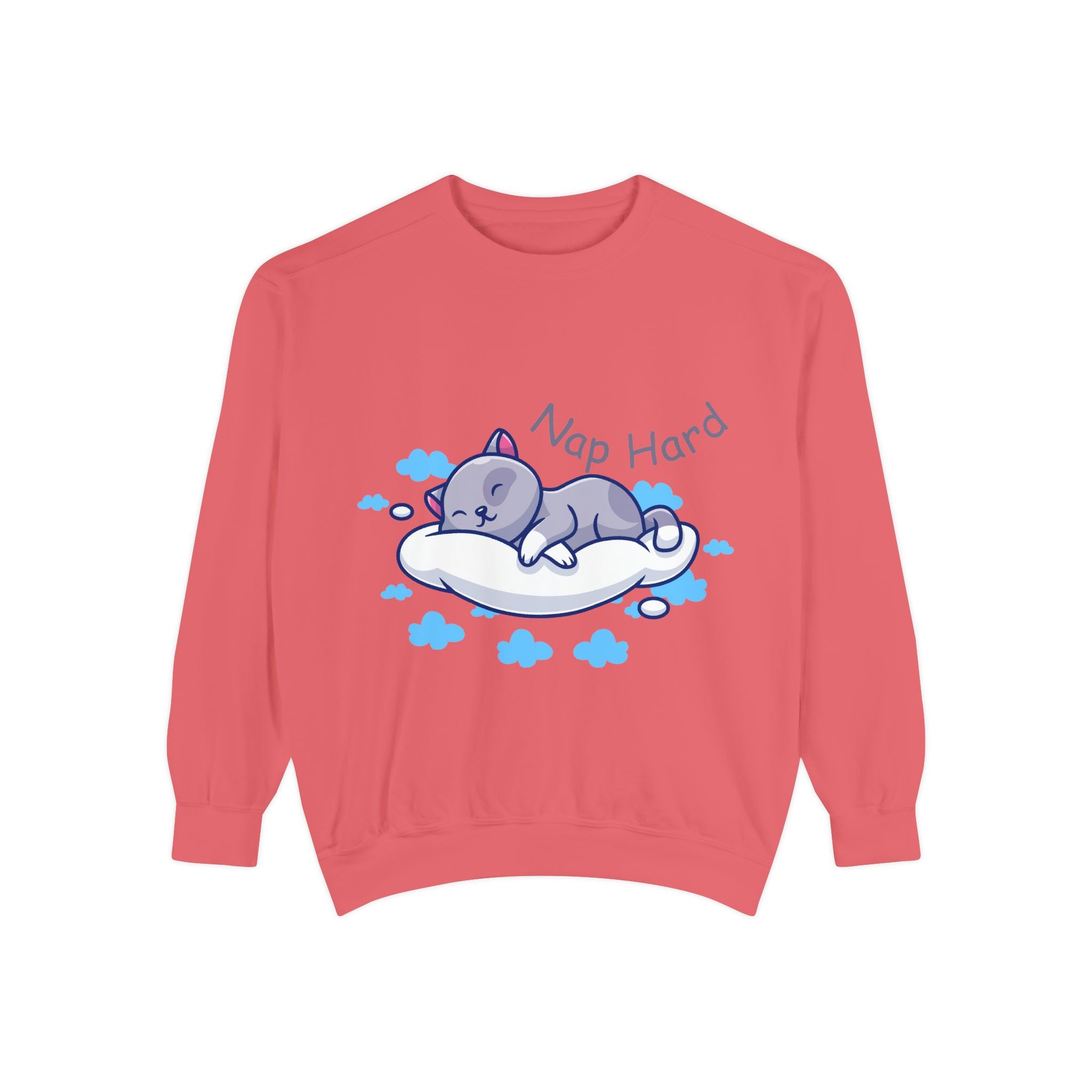 Cozy Cat Nap Hard Unisex Garment-Dyed Sweatshirt
