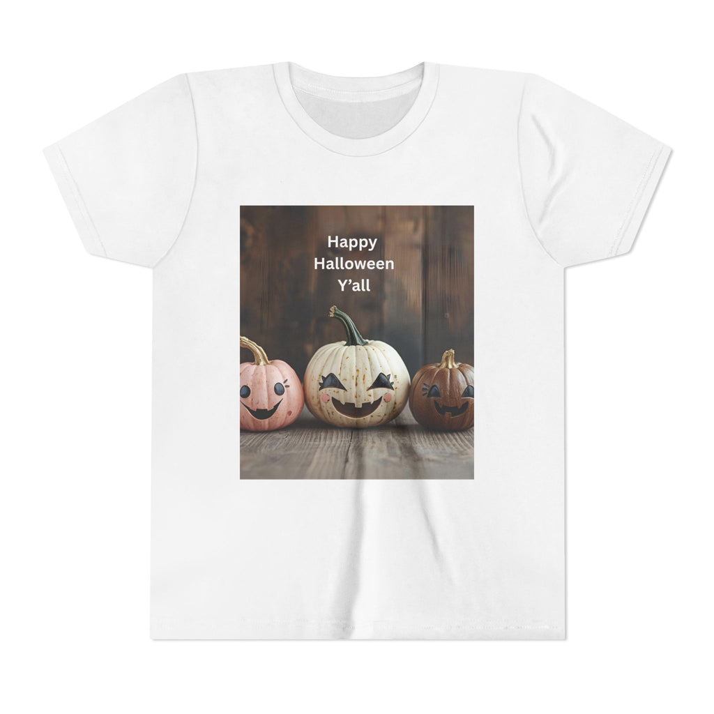 Happy Halloween Youth Tee, Kids Halloween Shirt, Pumpkin T-Shirt, Fall Festival Apparel, Trick or Treat Wear, Spooky Season Top