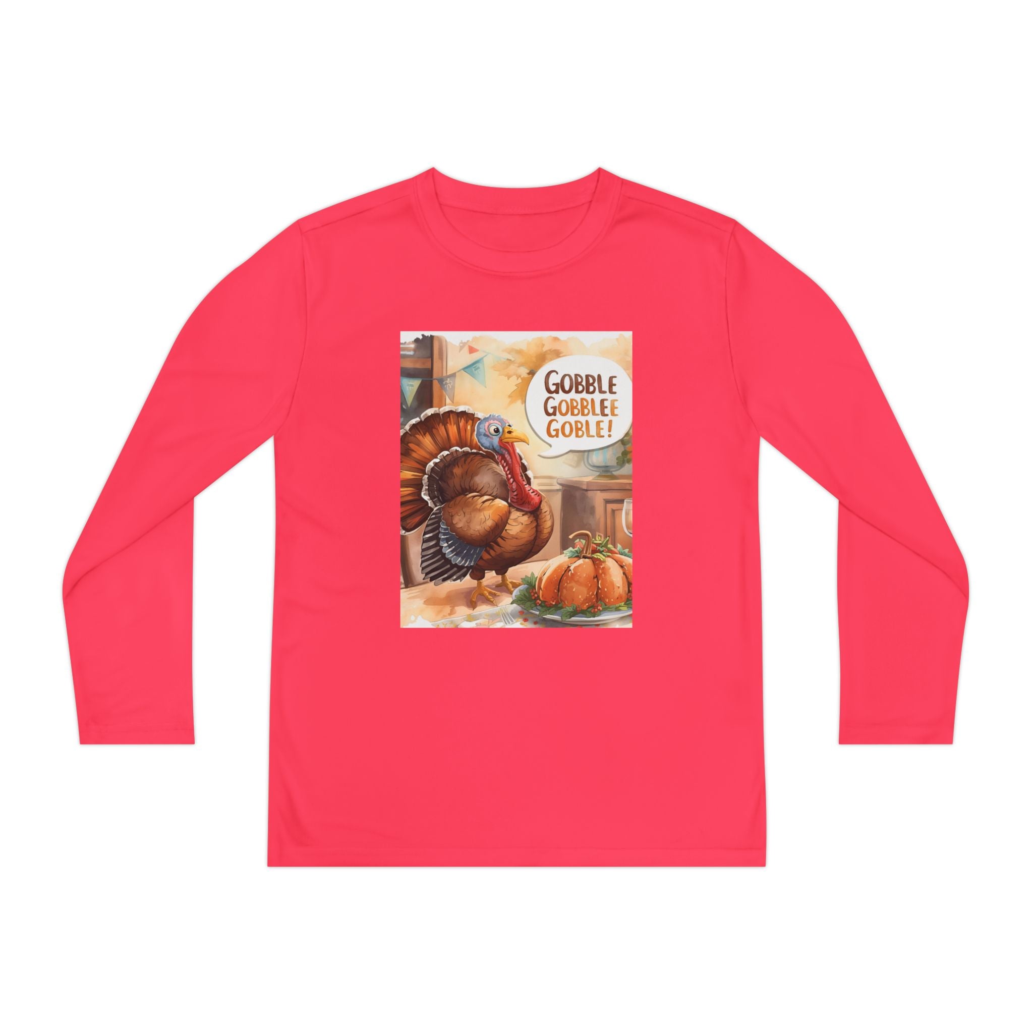 Thanksgiving Turkey Youth Long Sleeve Competitor Tee