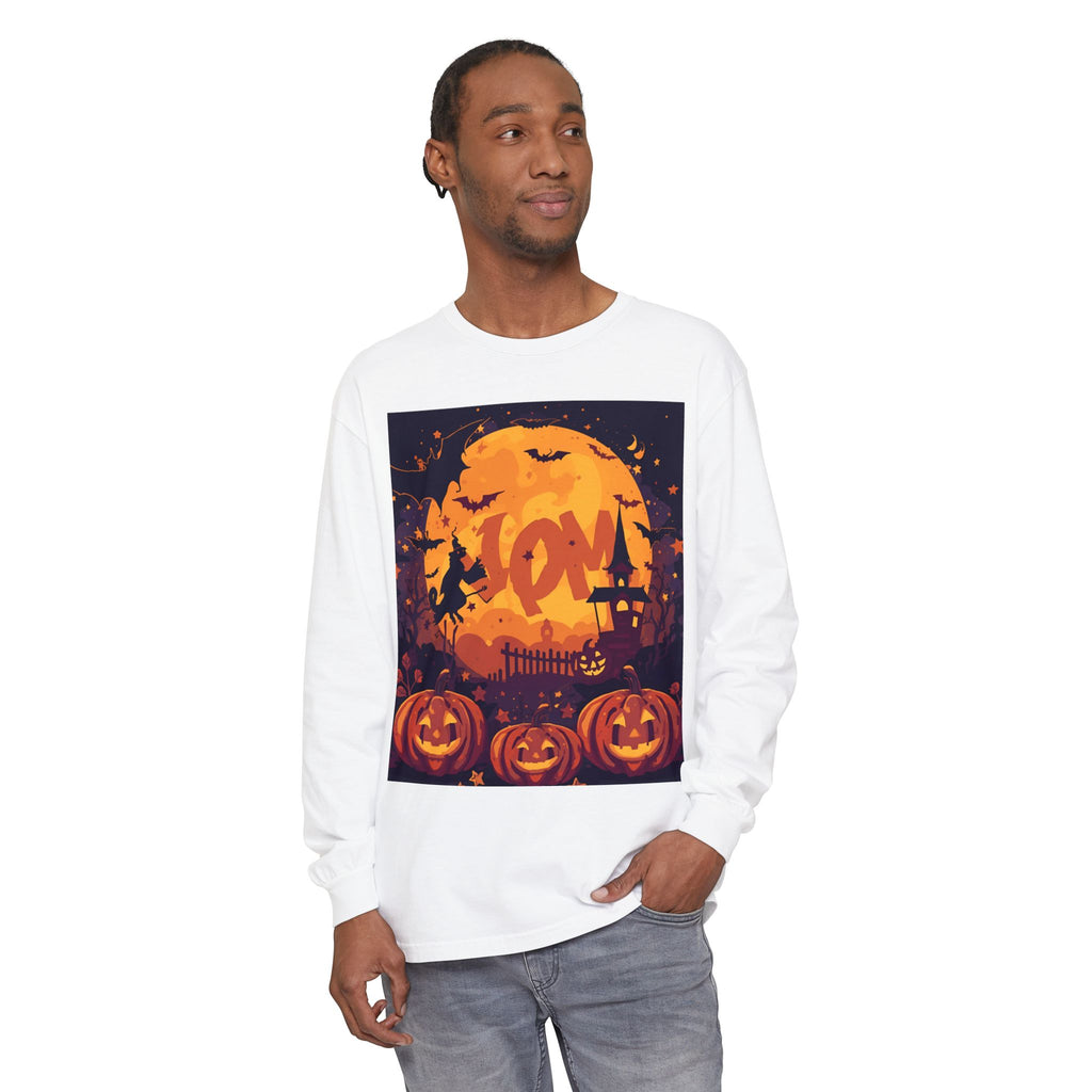 Halloween Pumpkin Long Sleeve T-Shirt, Unisex Spooky Shirt, Fall Apparel, Halloween Costume, Cozy Autumn Top, Halloween Party Wear
