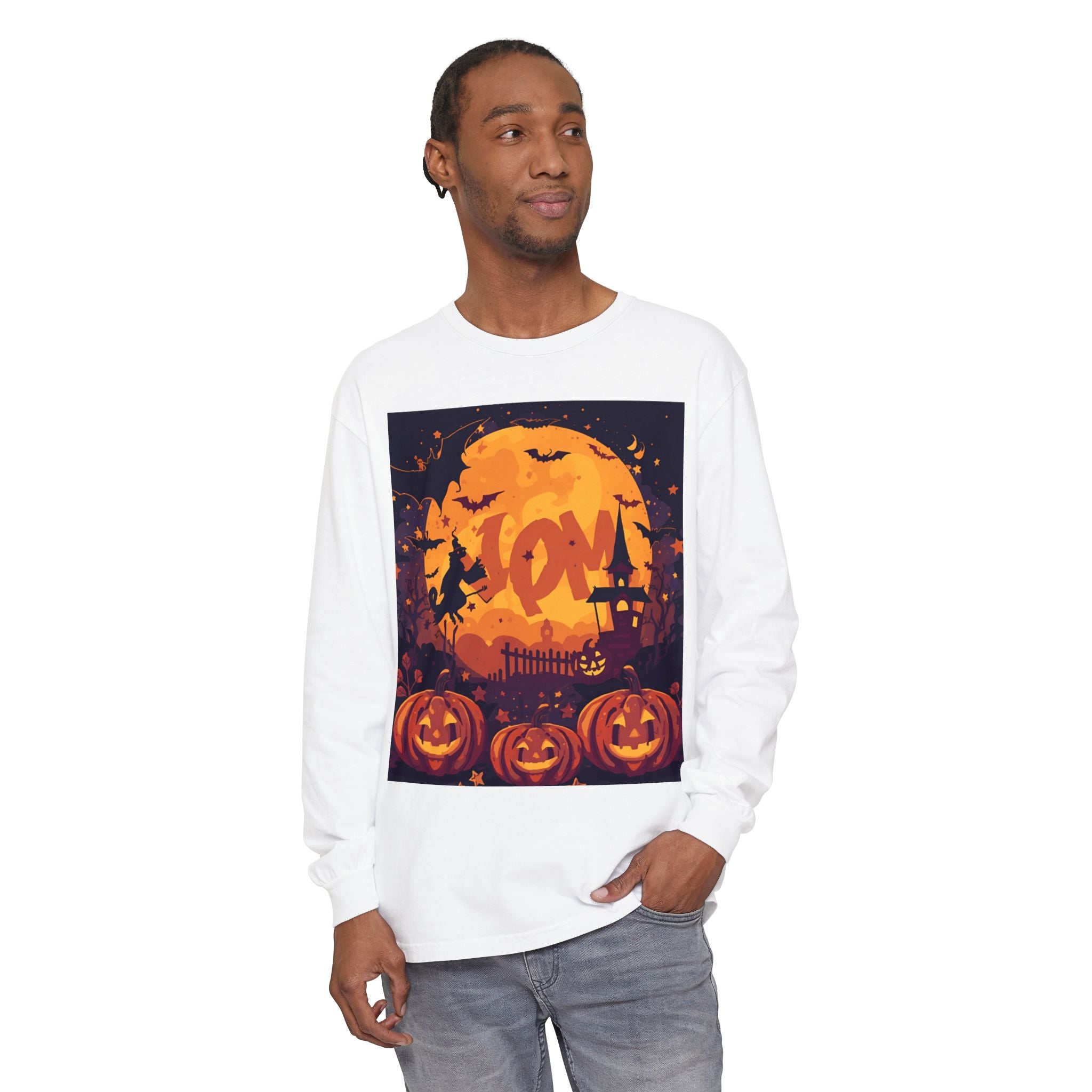 Halloween Pumpkin Long Sleeve T-Shirt, Unisex Spooky Shirt, Fall Apparel, Halloween Costume, Cozy Autumn Top, Halloween Party Wear