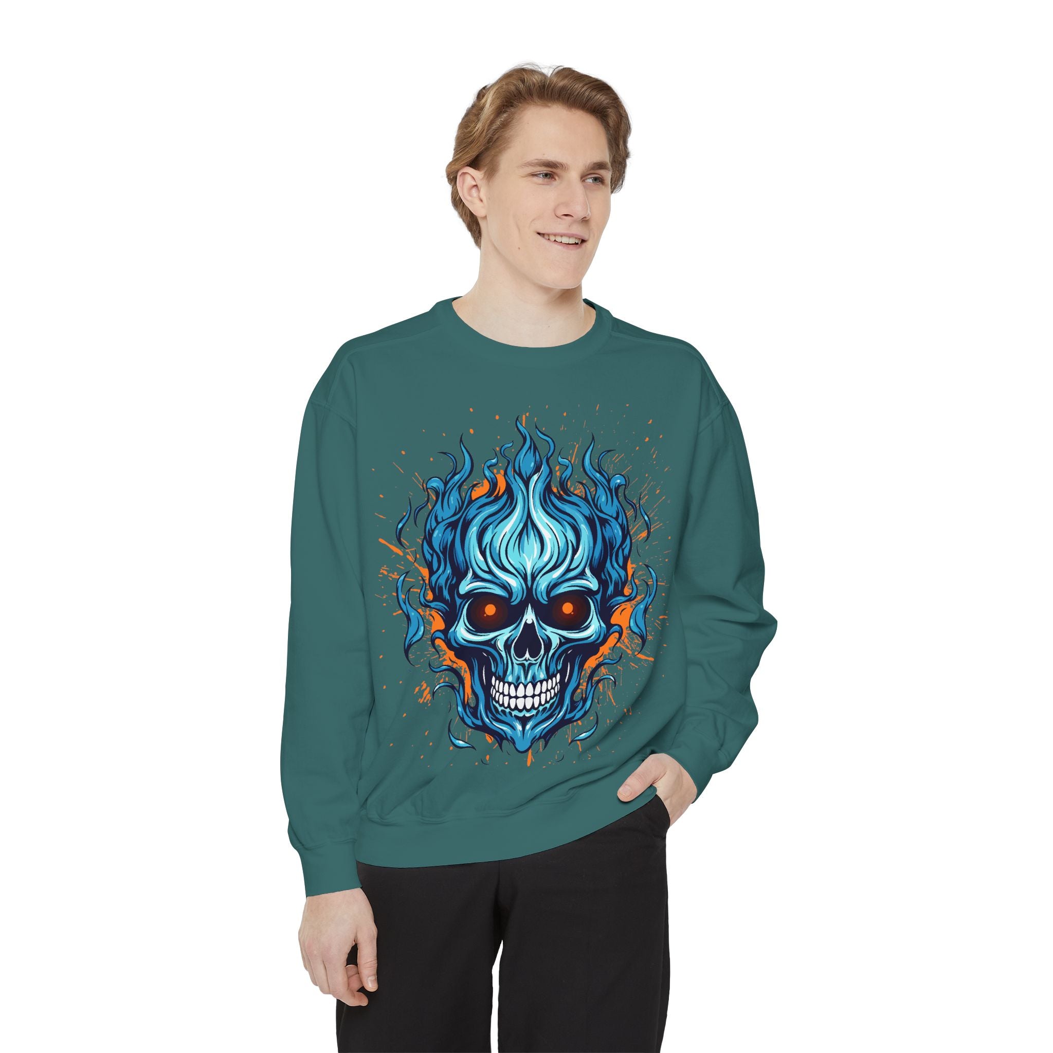 Blue Skull Unisex Garment-Dyed Sweatshirt