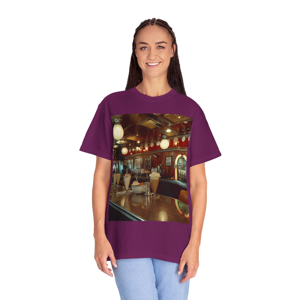Cozy Cafe Vibe T-Shirt | Unisex Garment-Dyed Tee for Casual Outings, Vintage Style, Ice Cream Lovers, Retro Aesthetic, Everyday Wear