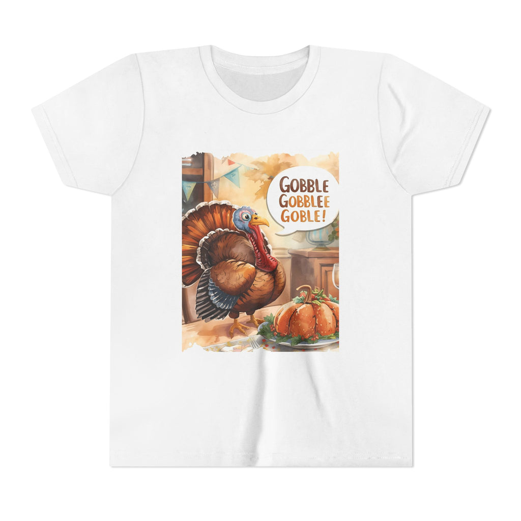 Thanksgiving Turkey Youth Tee, Gobble Gobble Shirt, Kids Thanksgiving Apparel, Fall Celebration Tee, Funny Turkey Shirt