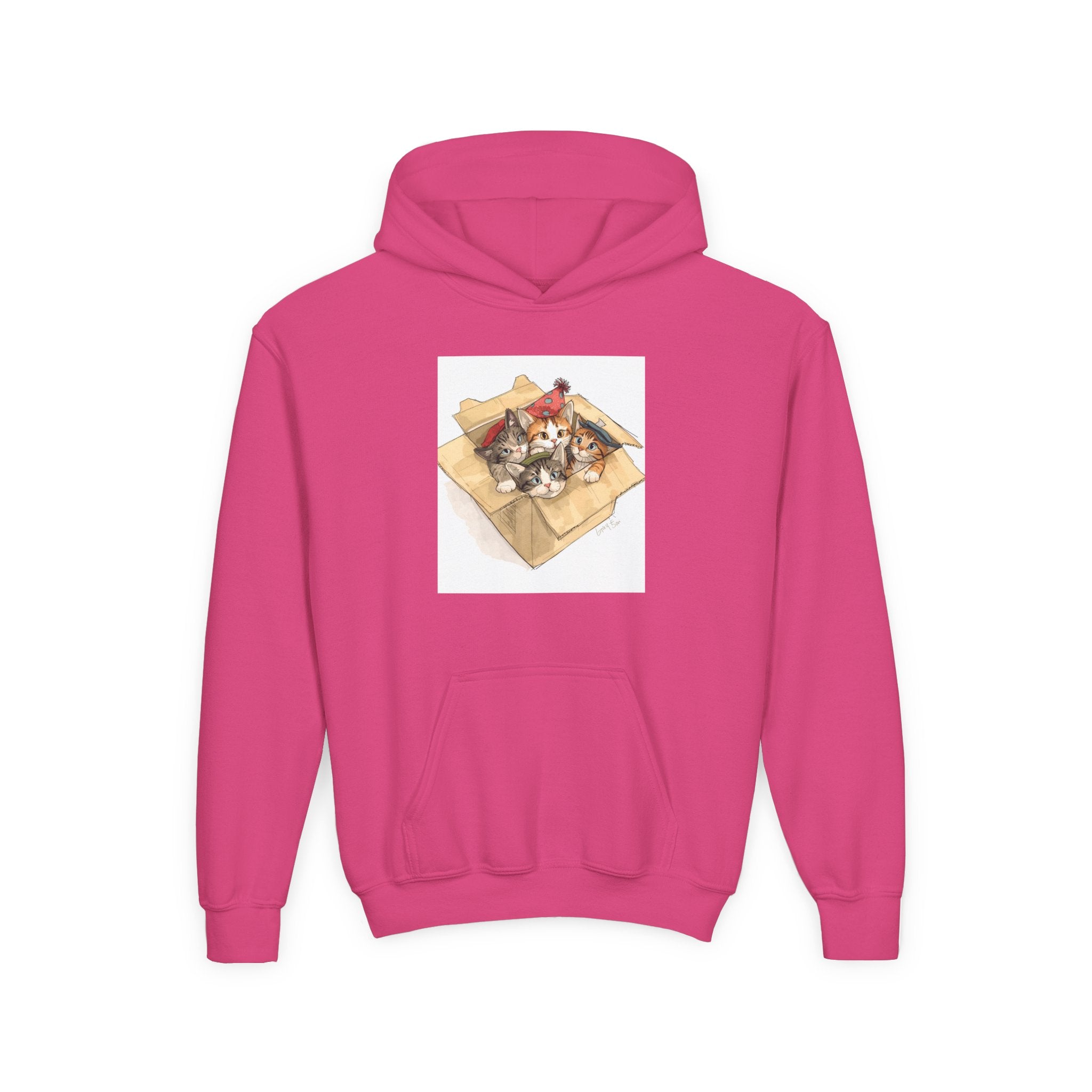 Cute Kittens In Box Youth Heavy Blend Hooded Sweatshirt
