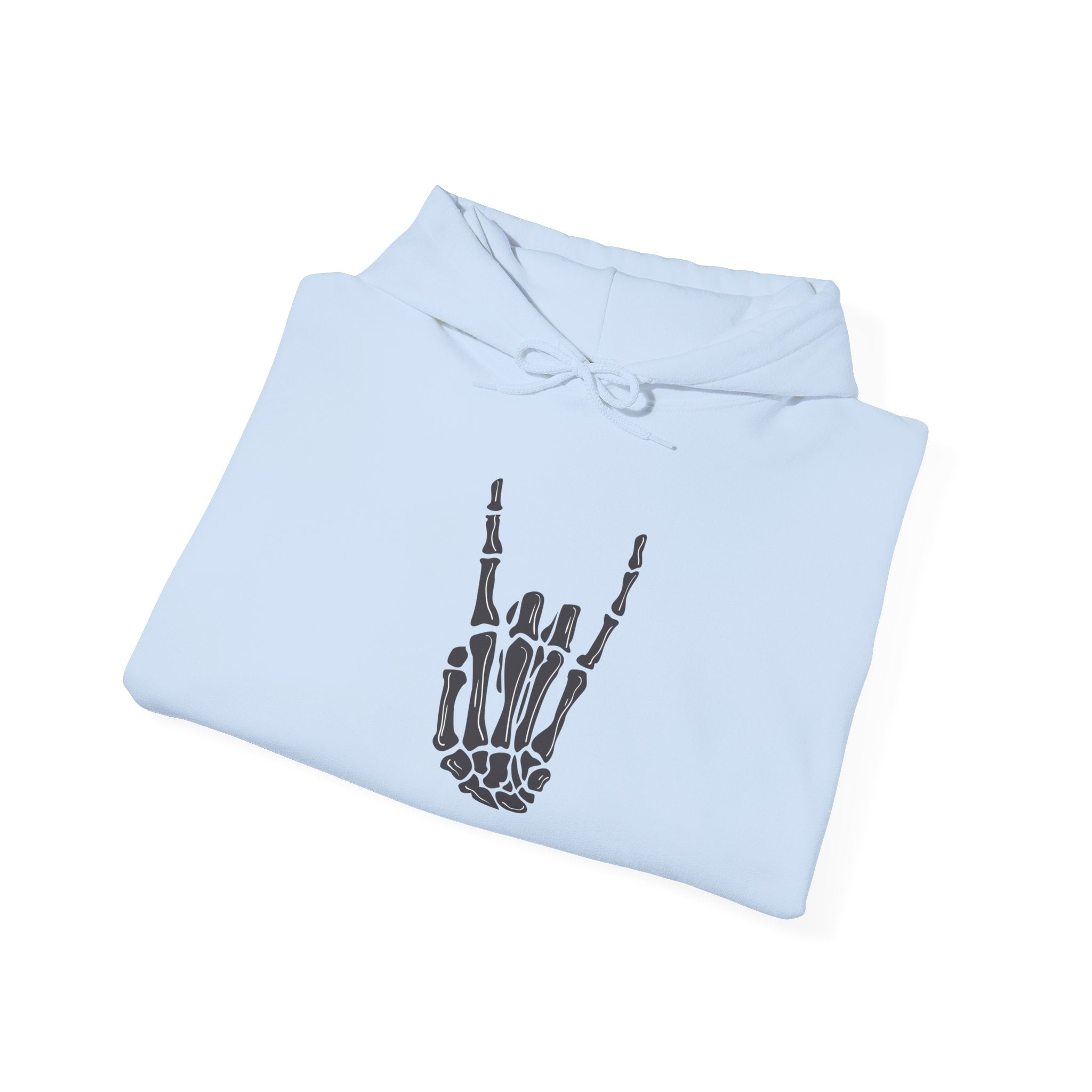 Rock On Skeleton Rock Hand Hoodie | Unisex Heavy Blend Sweatshirt, Music Lover Gift, Halloween Apparel, Cozy Casual Wear, Alternative Fashion