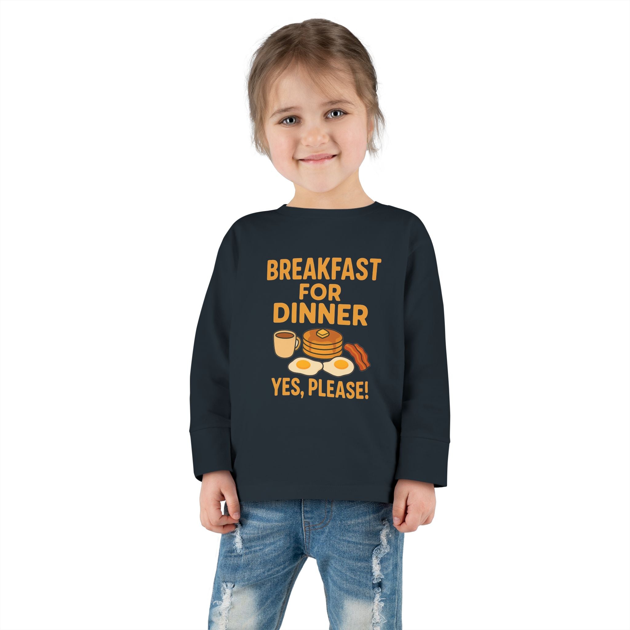 Breakfast For Dinner Toddler Long Sleeve Tee