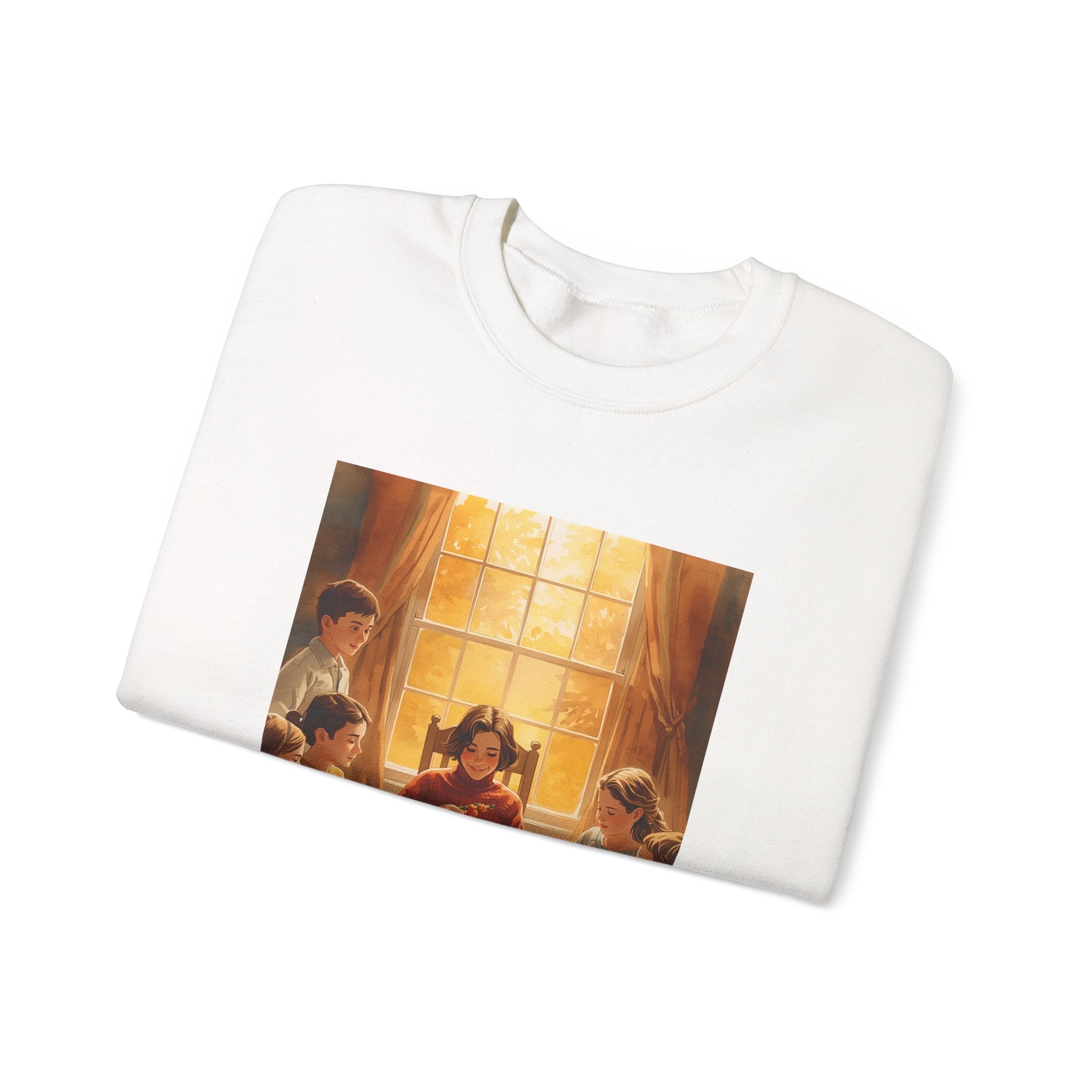 Cozy Family Dinner Crewneck Sweatshirt | Warm Winter Apparel, Casual Layering, Gift for Holidays, Family Gatherings, Nostalgic Artwork