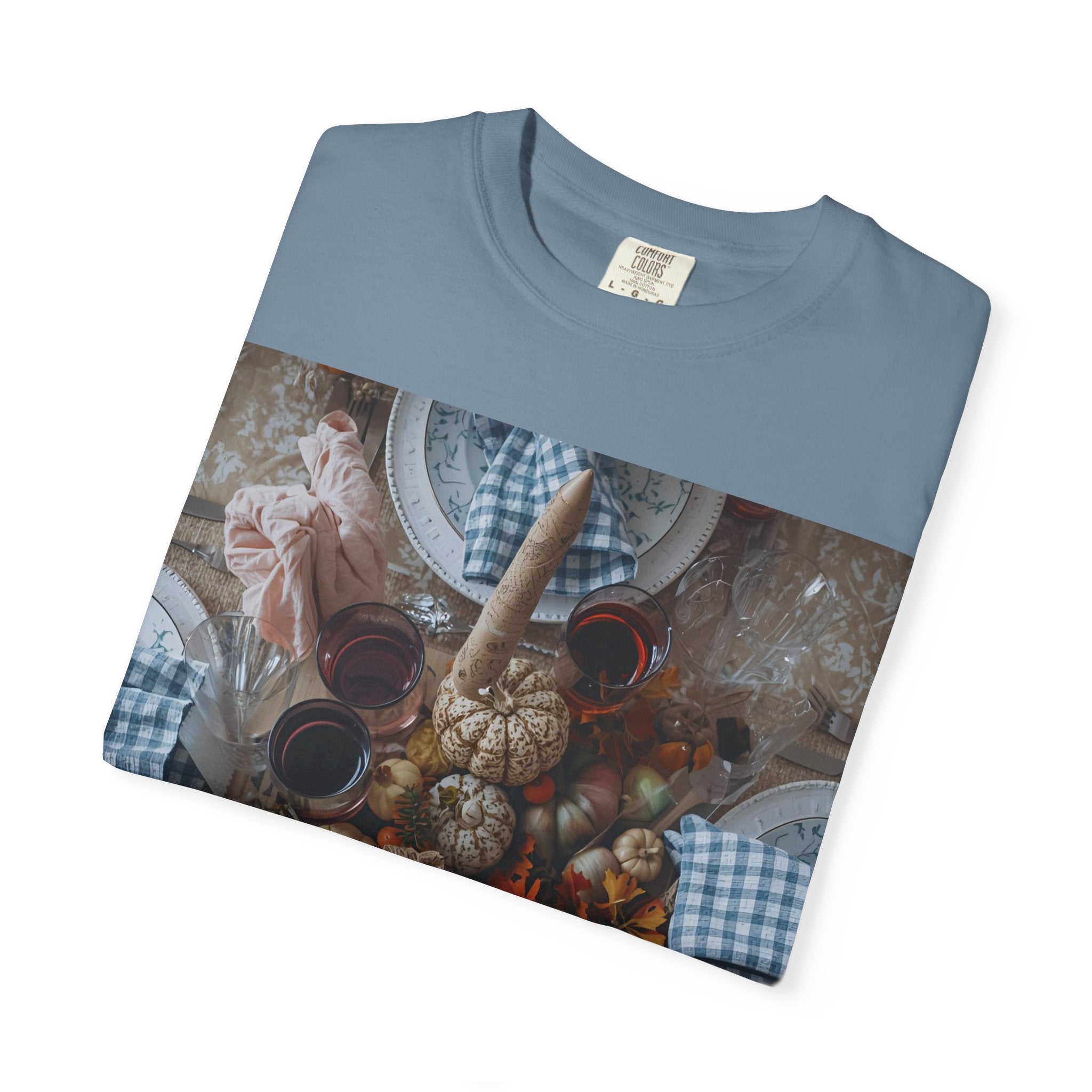 Rustic Gatherings Feast Unisex T-Shirt | Cozy Fall Apparel, Thanksgiving Casual Wear, Gift for Food Lovers, Unique Kitchen Decor, Autumn Gathering Tee