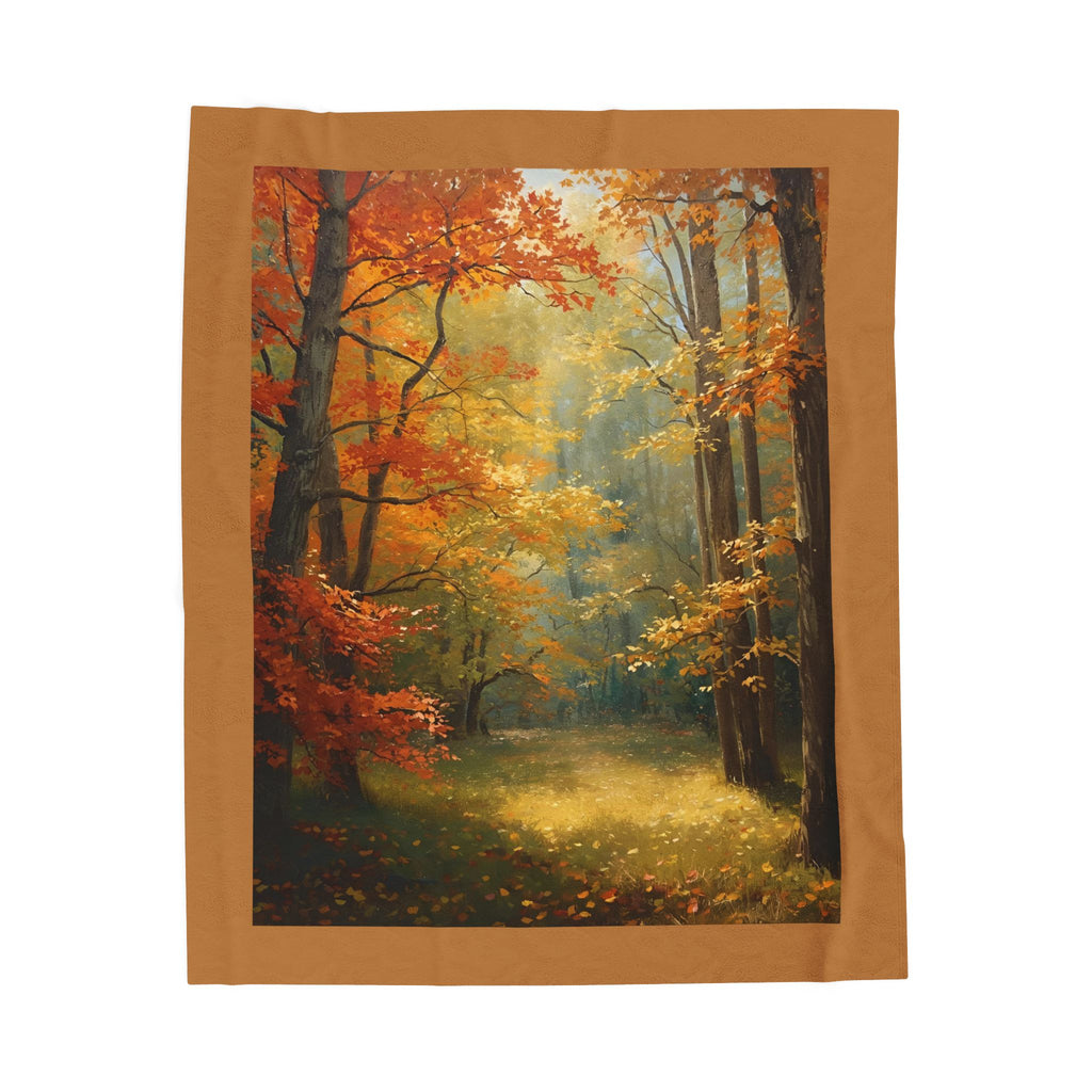 Cozy Autumn Leaves Velveteen Plush Blanket