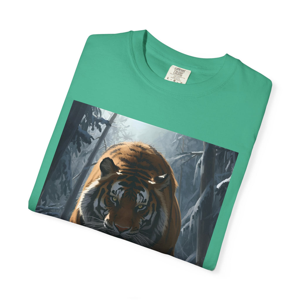 Tiger Roar Snow Unisex T-Shirt, Animal Lover Gift, Wildlife Tee, Casual Wear, Adventure Shirt, Nature Inspired Apparel