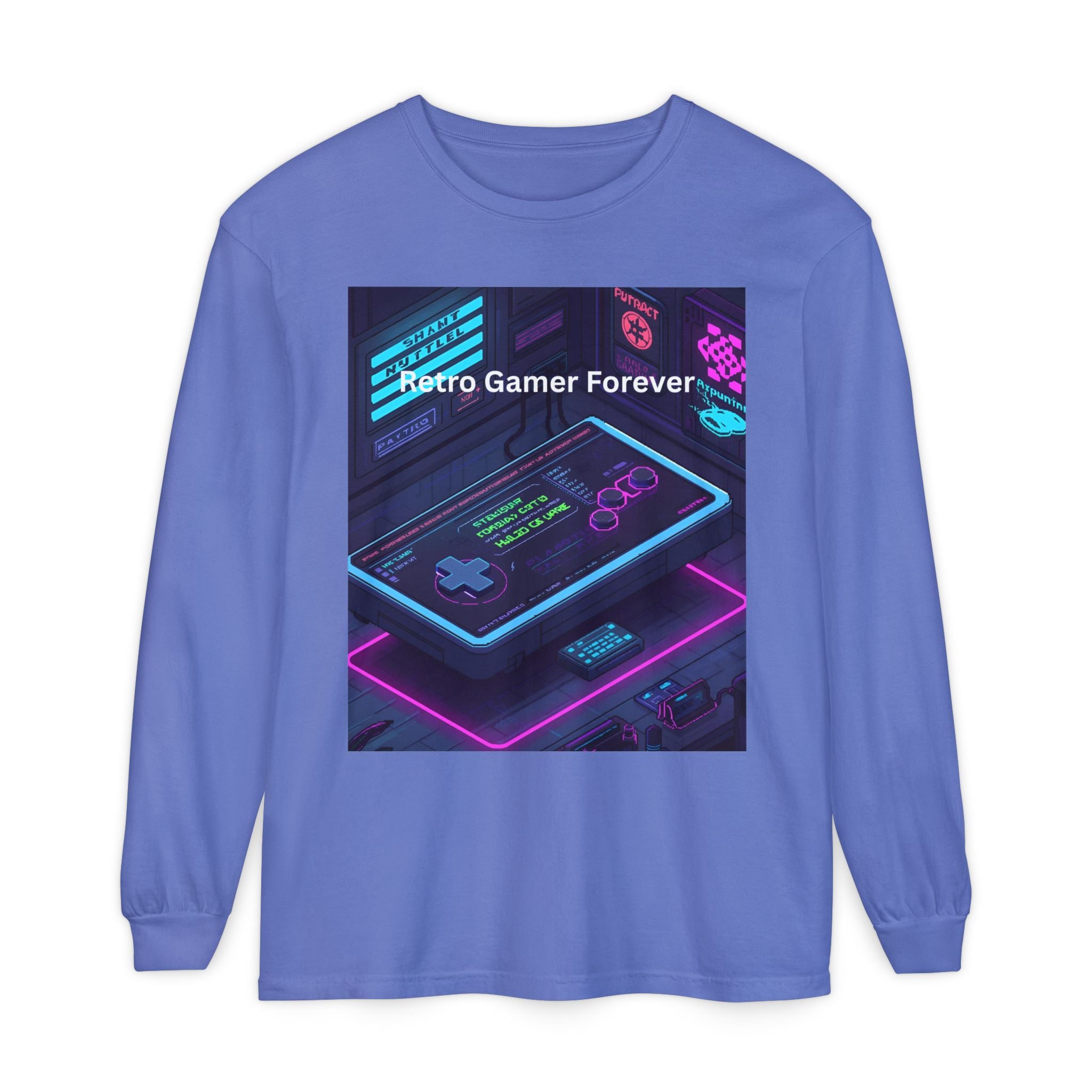 Retro Game Controller Unisex Garment-dyed Long Sleeve T-Shirt
