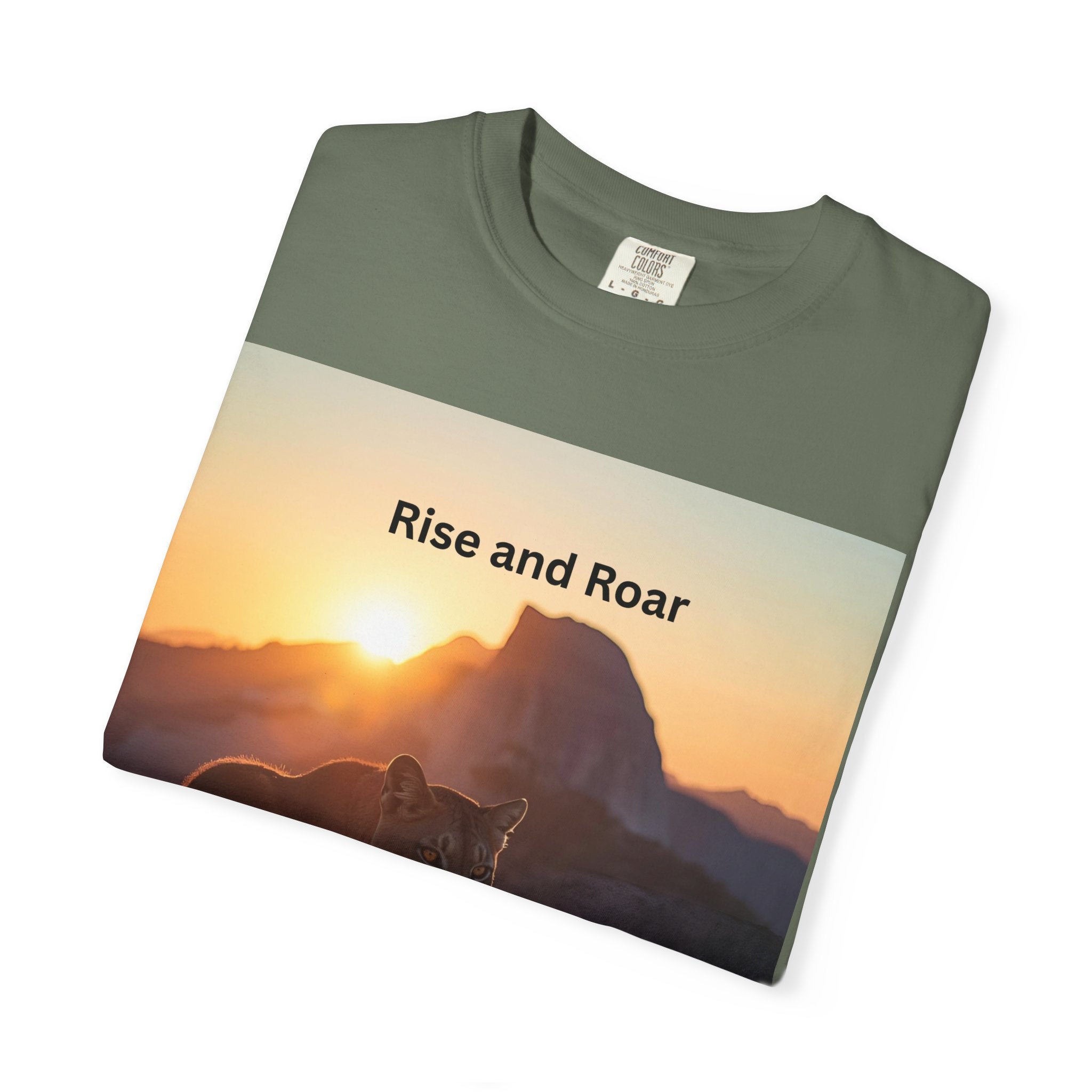 Unisex Nature-Inspired T-Shirt | "Rise and Roar" Graphic Tee, Outdoor Apparel, Gift for Adventurers, Wilderness Lovers, Motivational Shirt