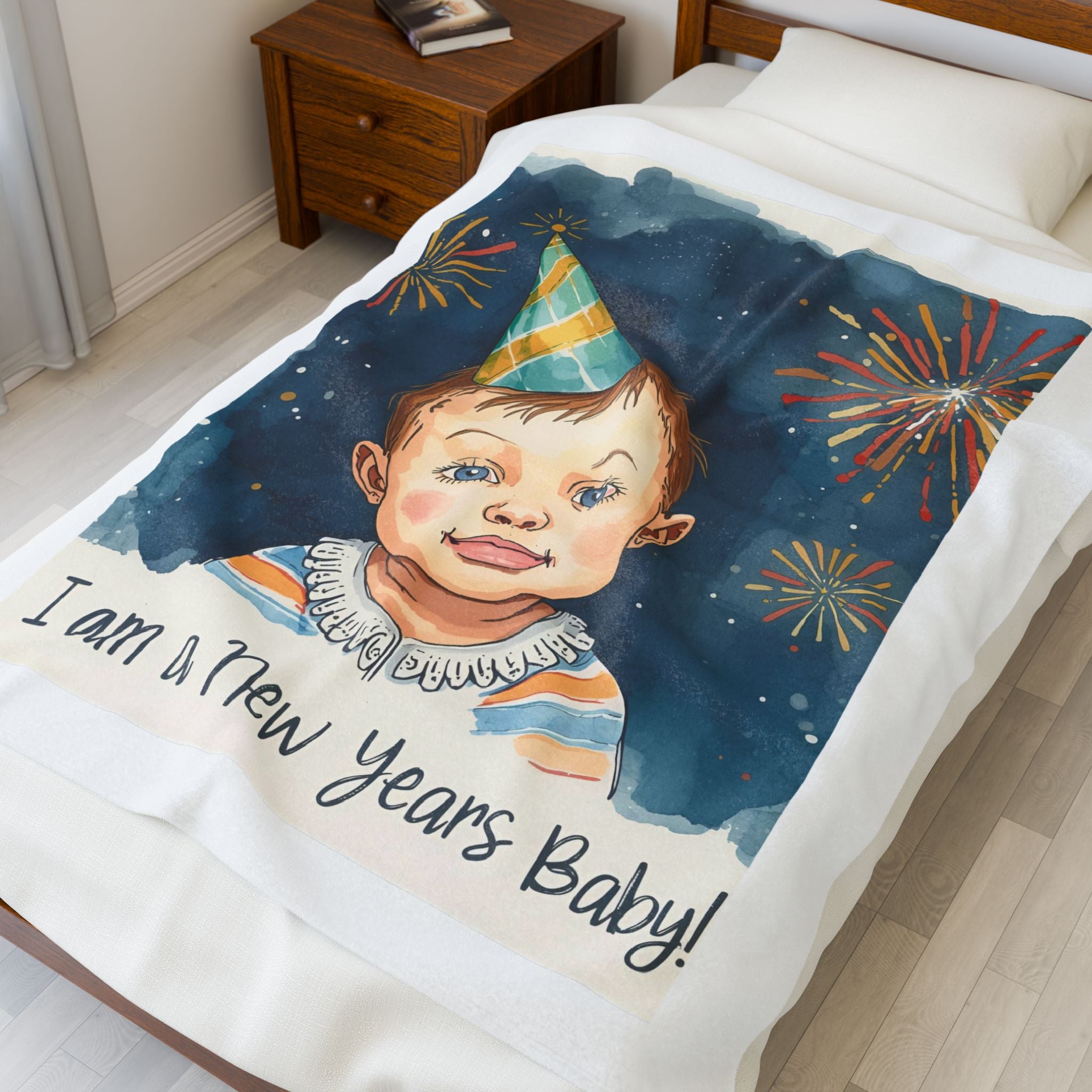 I Am A New Years Baby Velveteen Plush Blanket