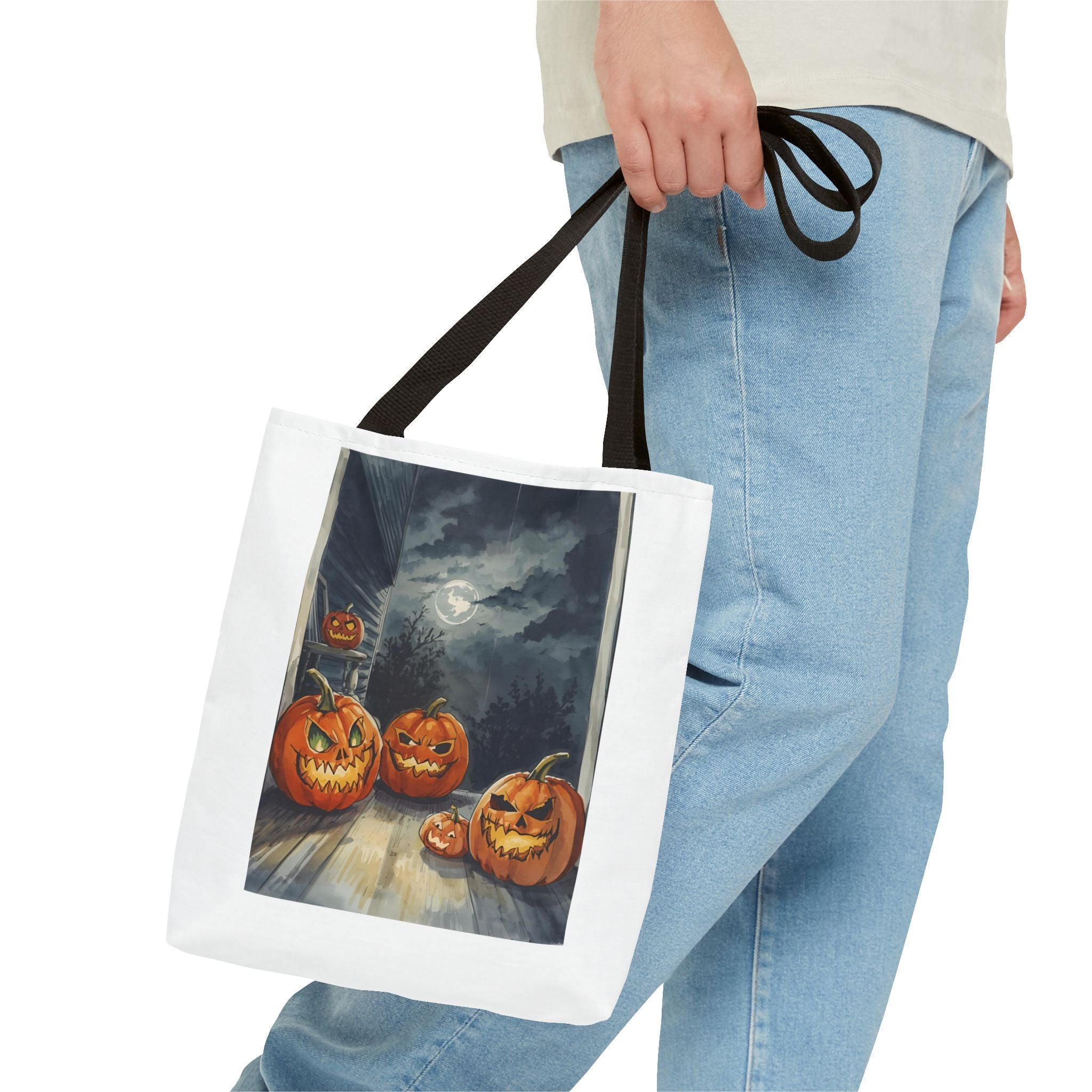 Halloween Pumpkin Tote Bag, Spooky Fall Accessories, Trick or Treat Bag, Autumn Vibes, Eco-Friendly Shopping