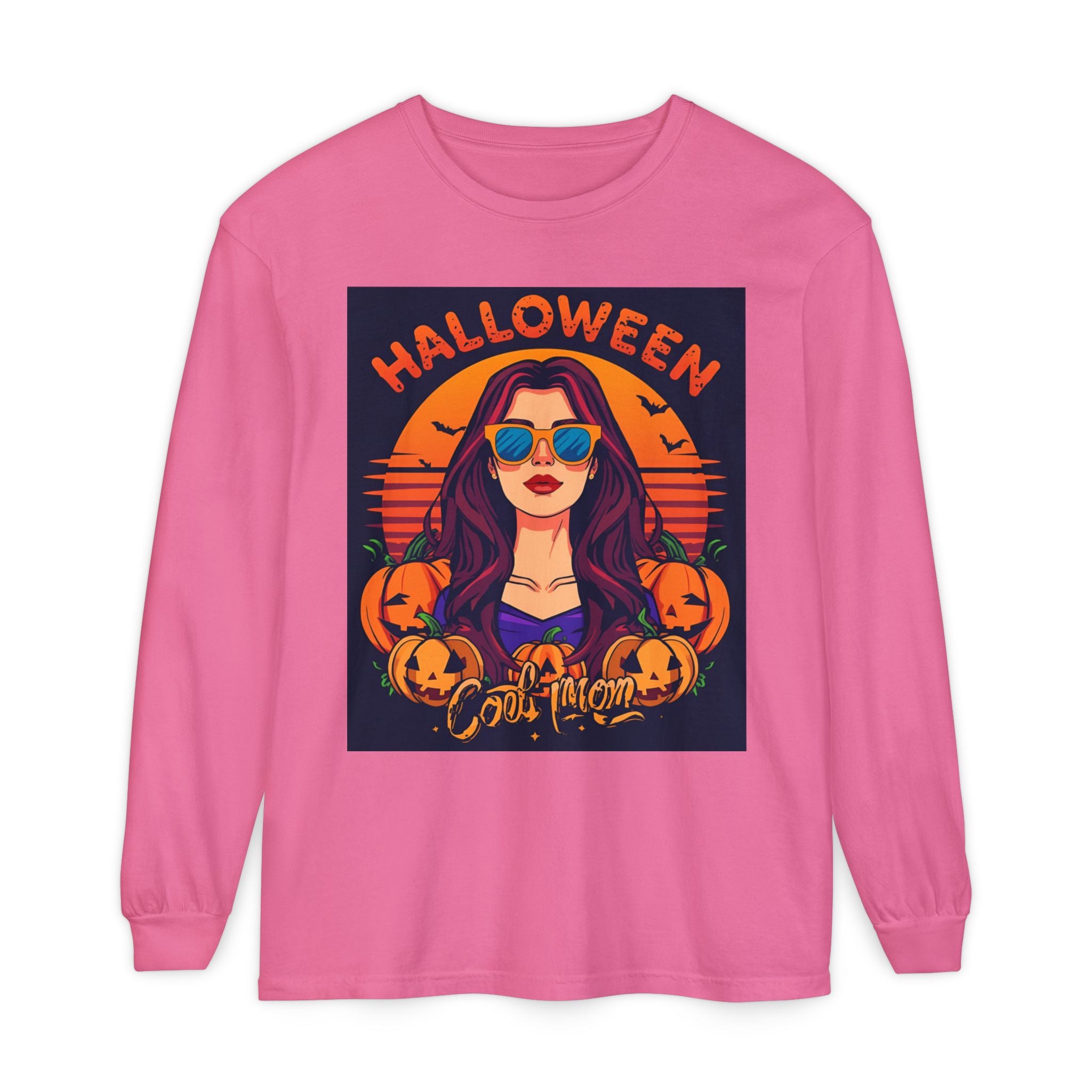 Halloween Themed Unisex Garment-dyed Long Sleeve T-Shirt
