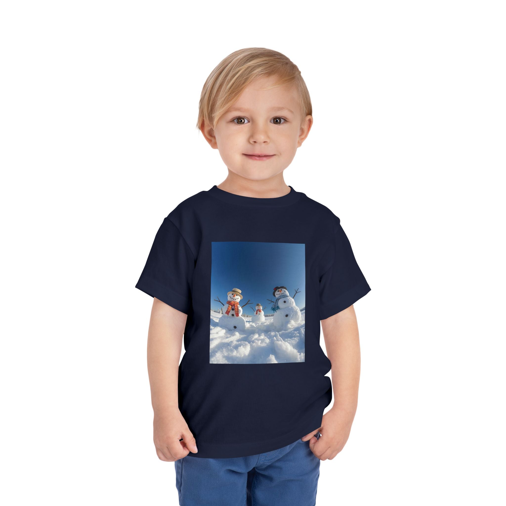 Festive Christmas Snowman Family Toddler Short Sleeve Tee